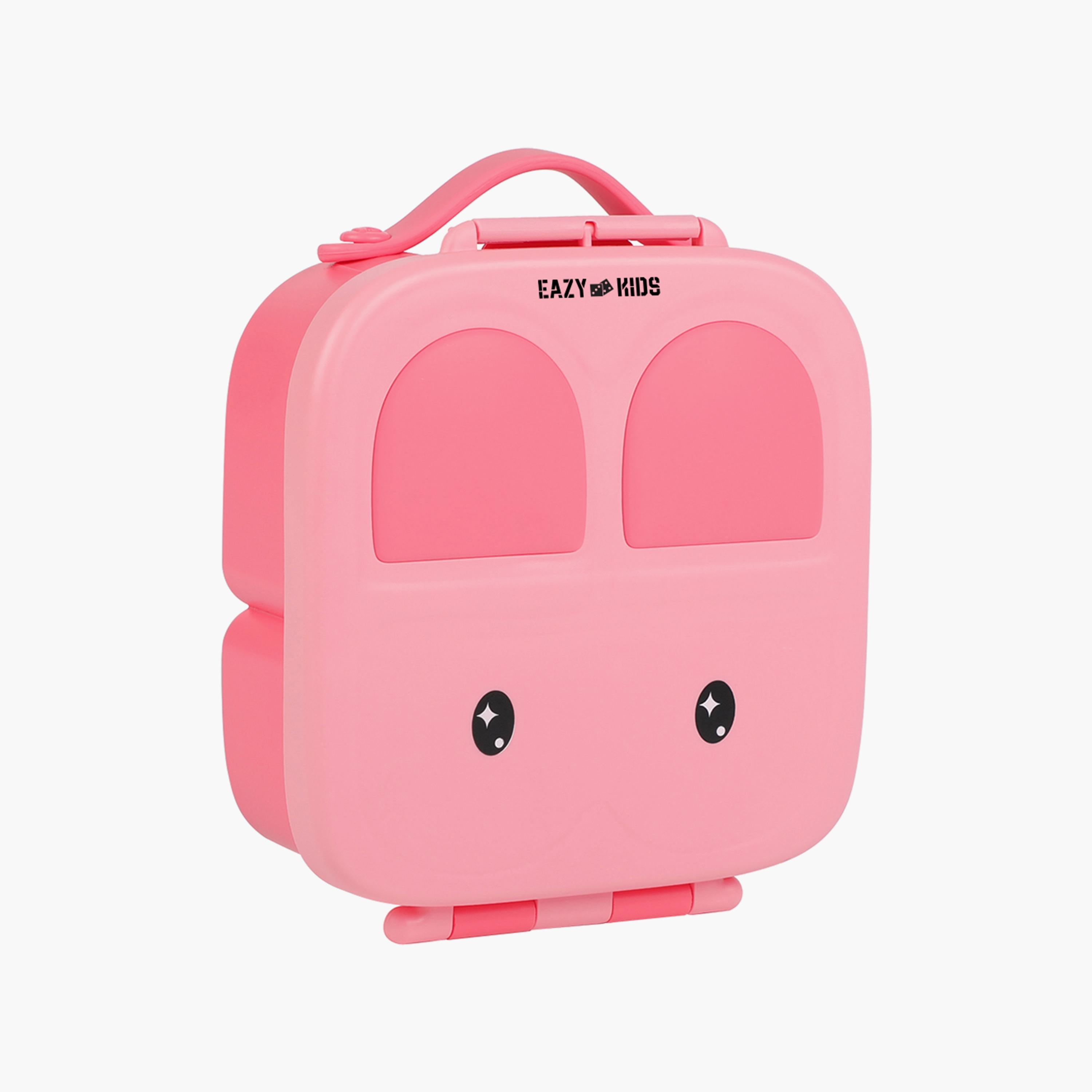 Eazy Kids Bento Lunch Box with Handle - Pink-school-lunchessentials-lunchboxes-image-1