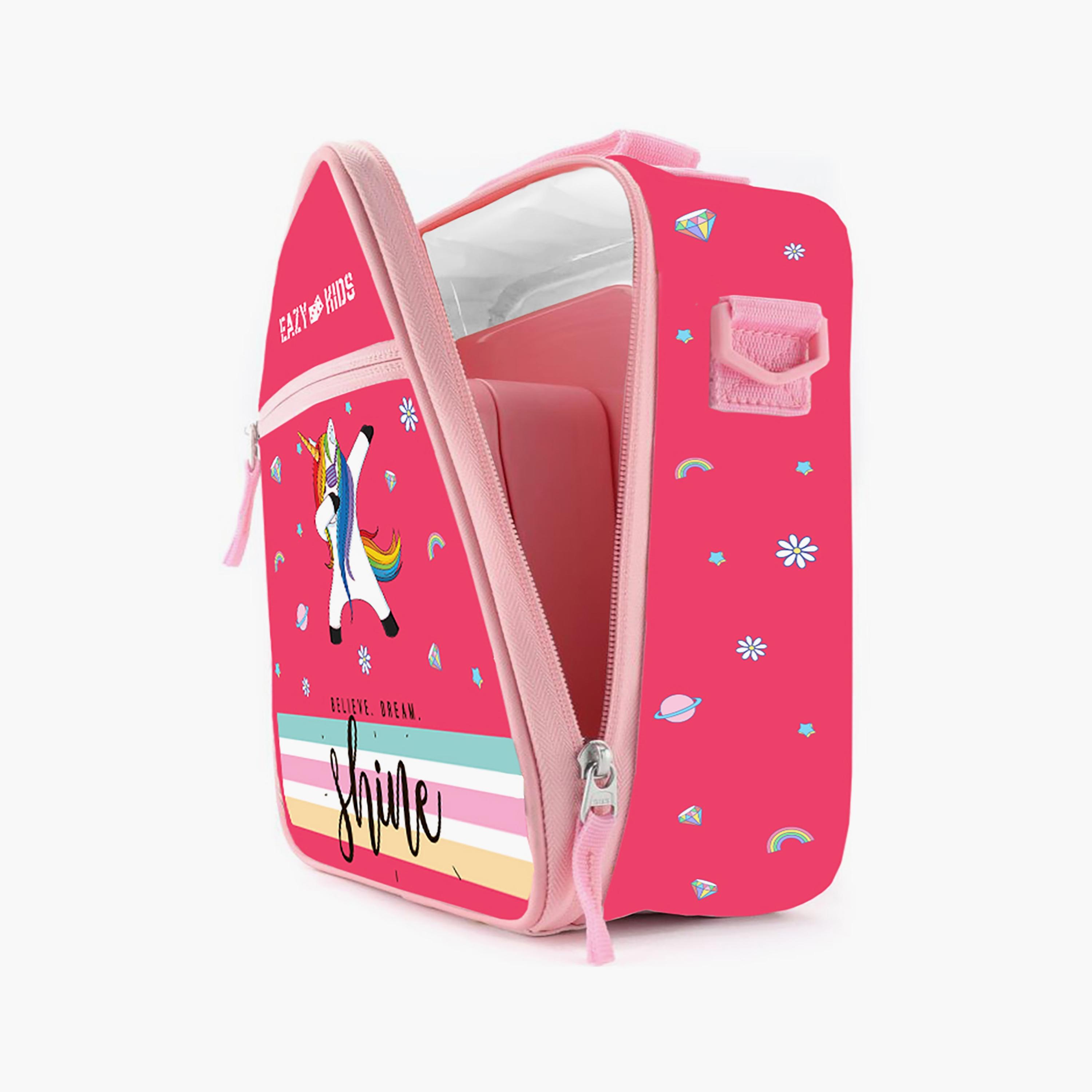 مجموعة علب بينتو من إيزي كيدز مع حقيبة غداء معزولة - وحيد القرن وردي مشرق-school-lunchessentials-lunchboxes-image-4