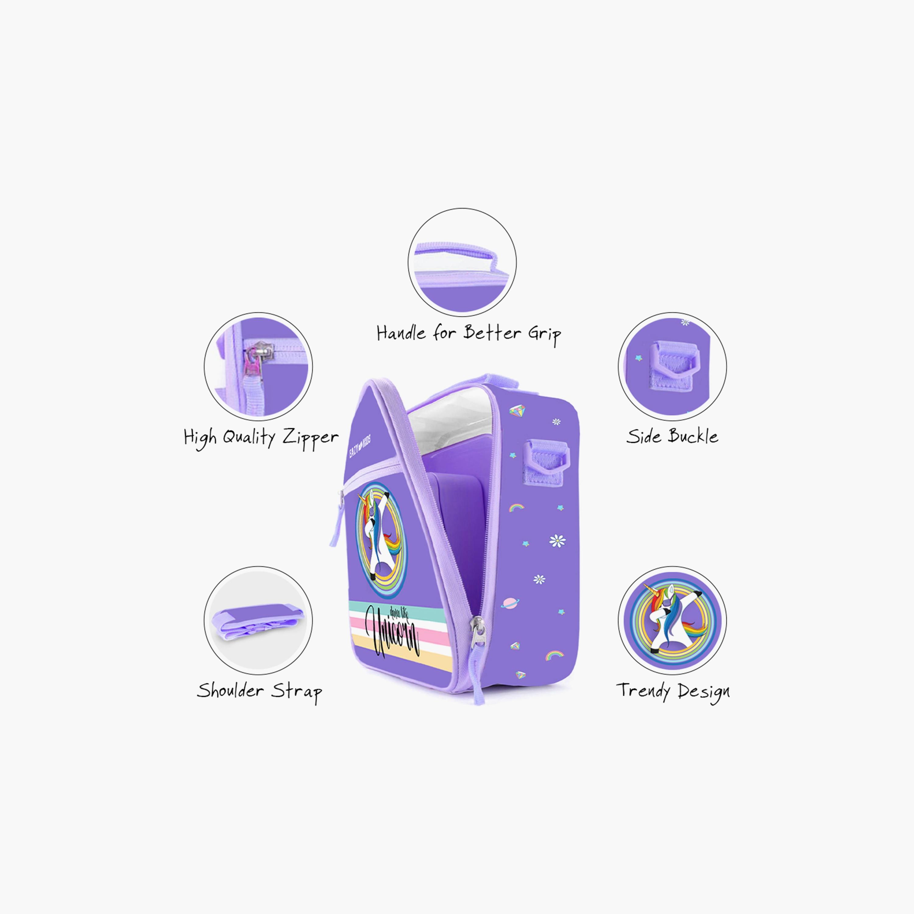 Eazy Kids Bento Boxes Wt Insulated Lunch Bag Combo- Unicorn Purple-school-lunchessentials-lunchboxes-image-4