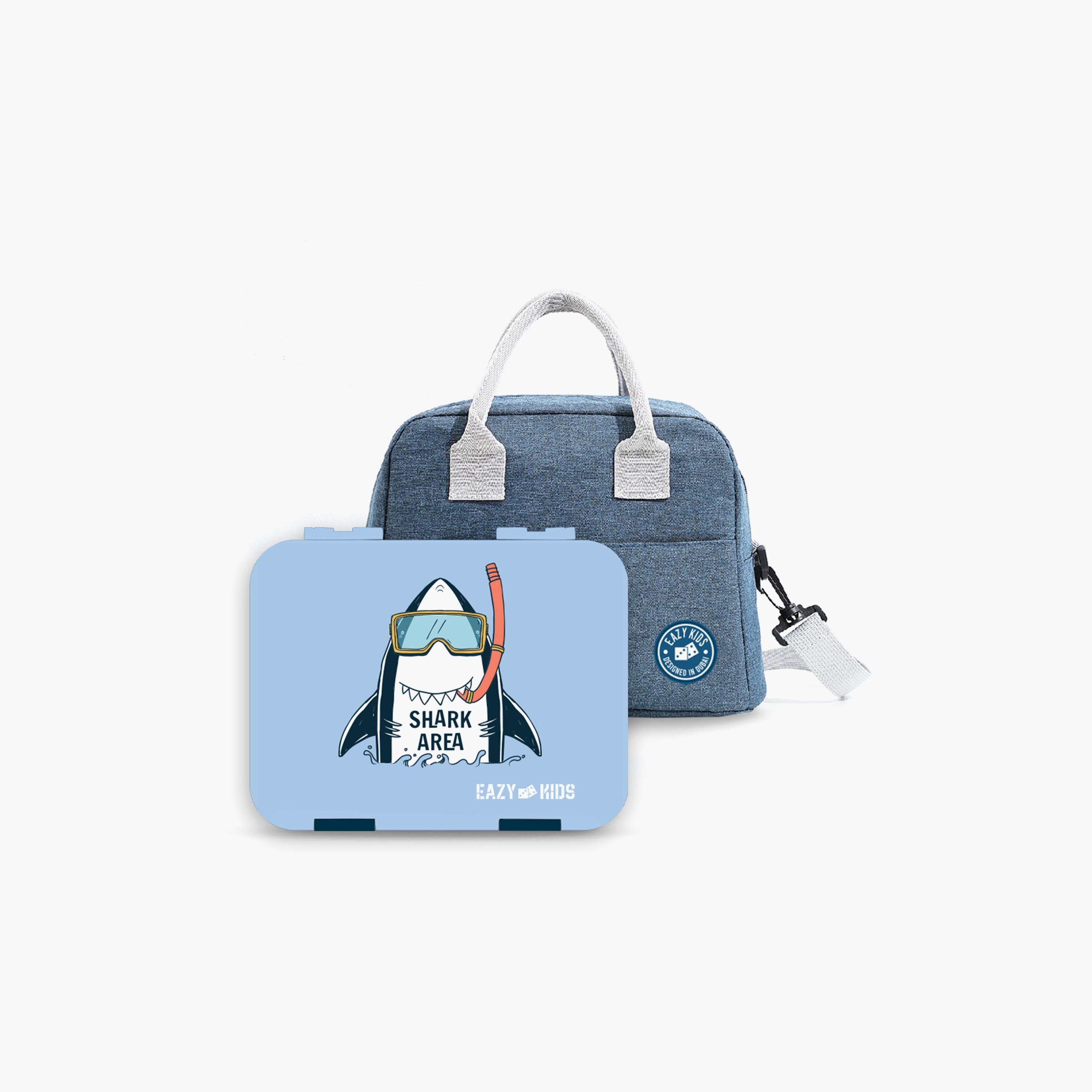 مجموعة علب بينتو من إيزي كيدز مع حقيبة غداء معزولة - أزرق القرش السوبر-school-lunchessentials-lunchboxes-image-1