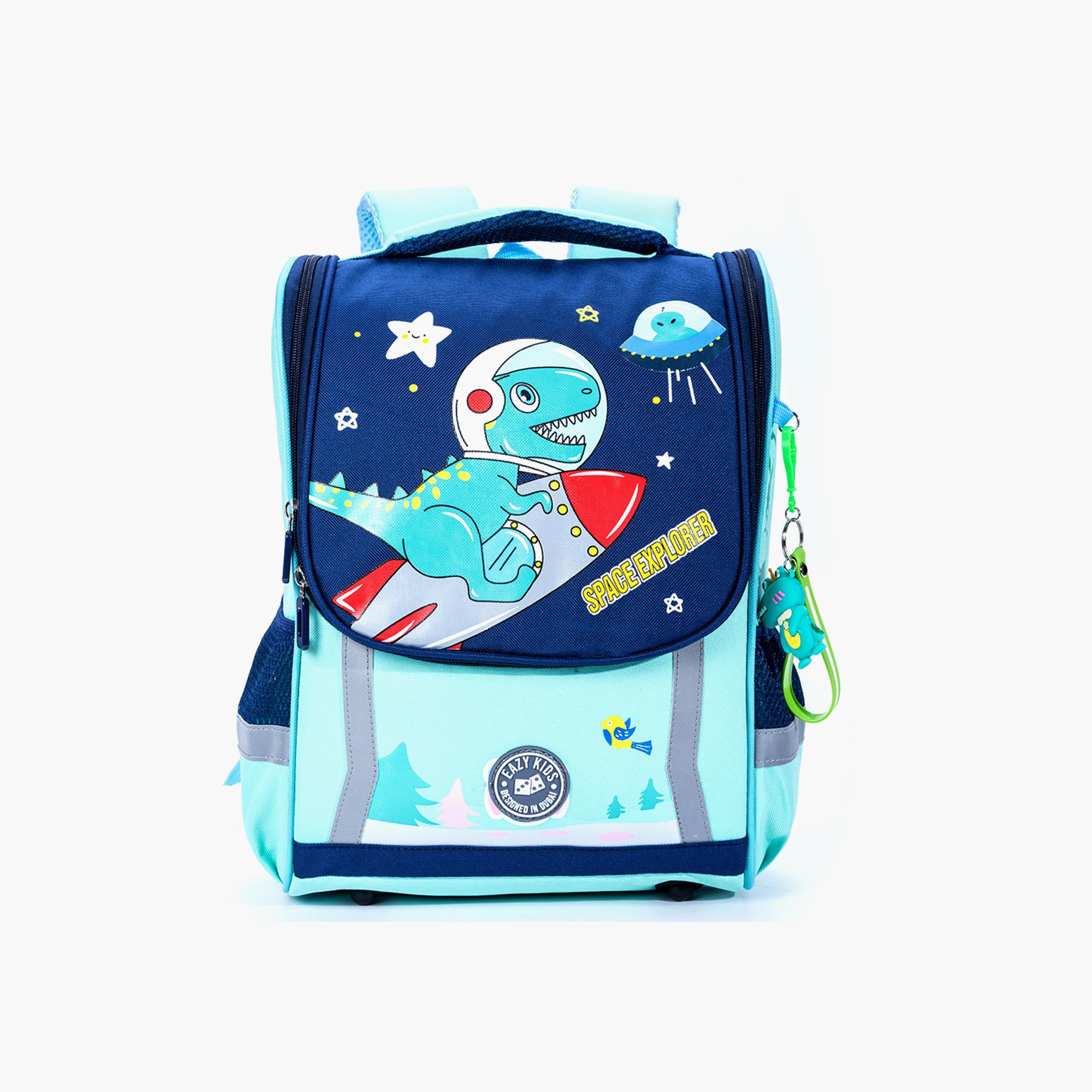 Eazy Kids School Bag Dino In Space - Green-school-bagsandbackpacks-backpacks-image-1