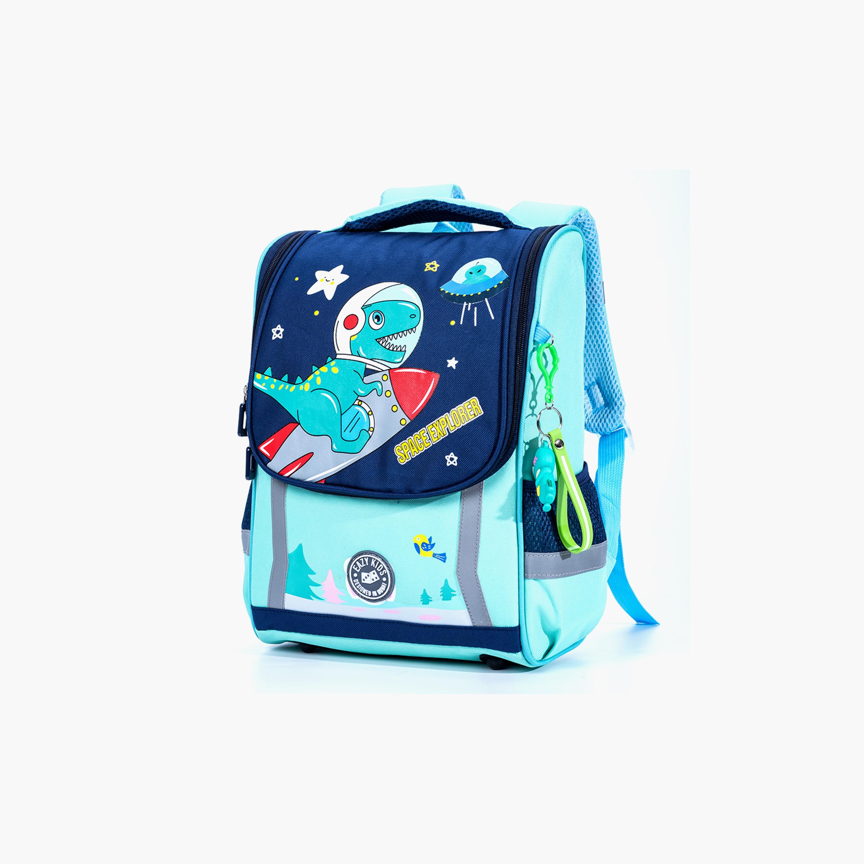 Eazy Kids School Bag Dino In Space - Green-school-bagsandbackpacks-backpacks-image-2