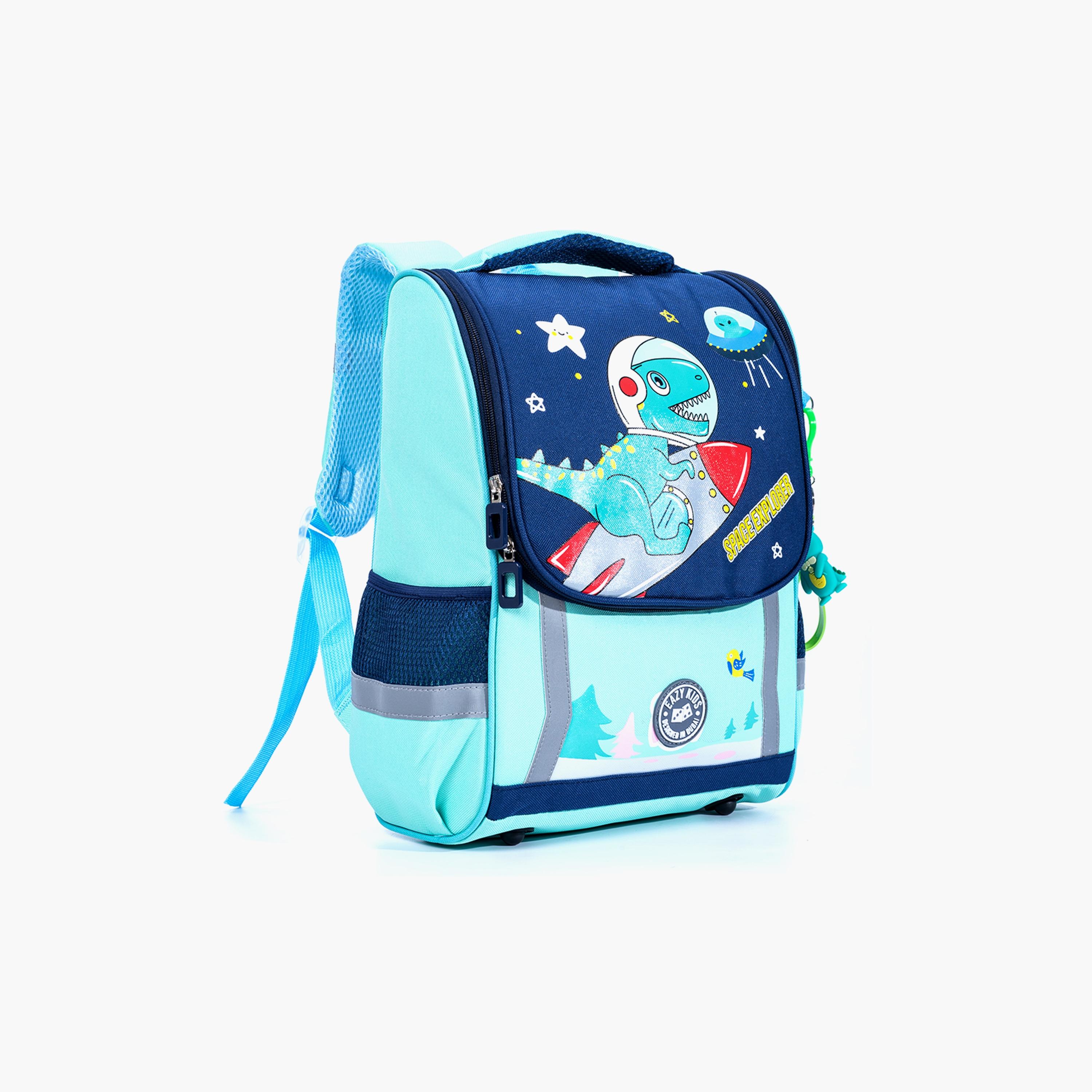Eazy Kids School Bag Dino In Space - Green-school-bagsandbackpacks-backpacks-image-4