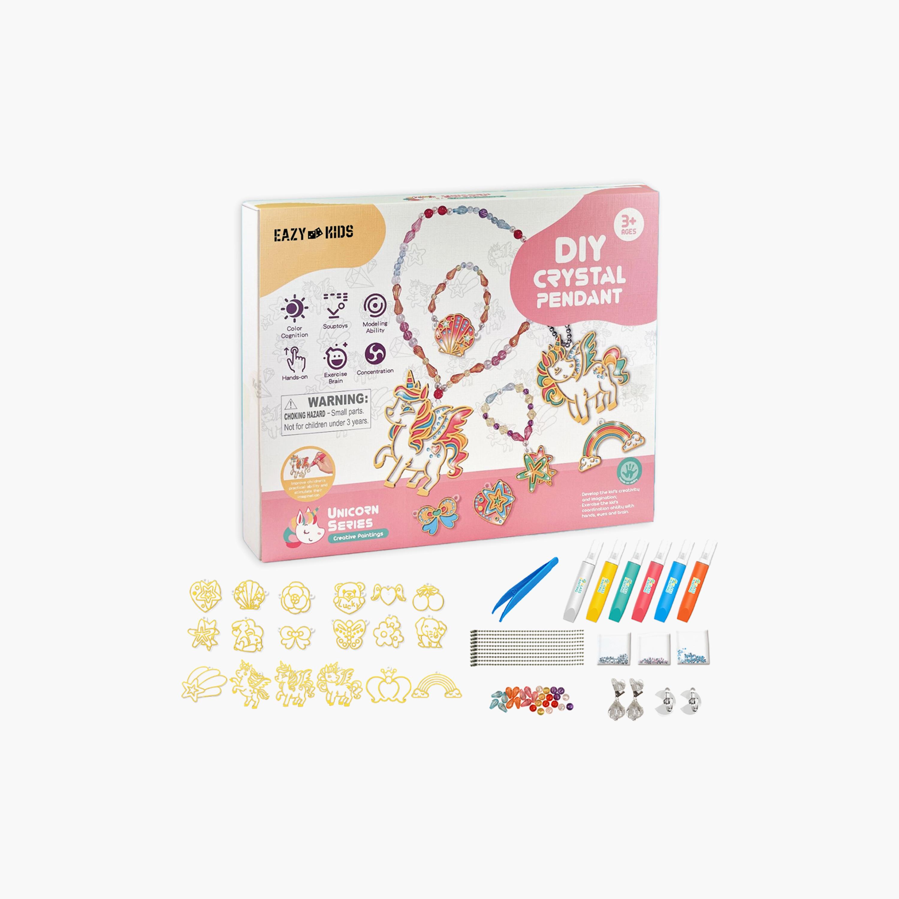 Eazy Kids Diy Kids Art & Craft Crystal Pendant Making & Coloring Set XL- Unicorn-school-artsandcrafts-image-1