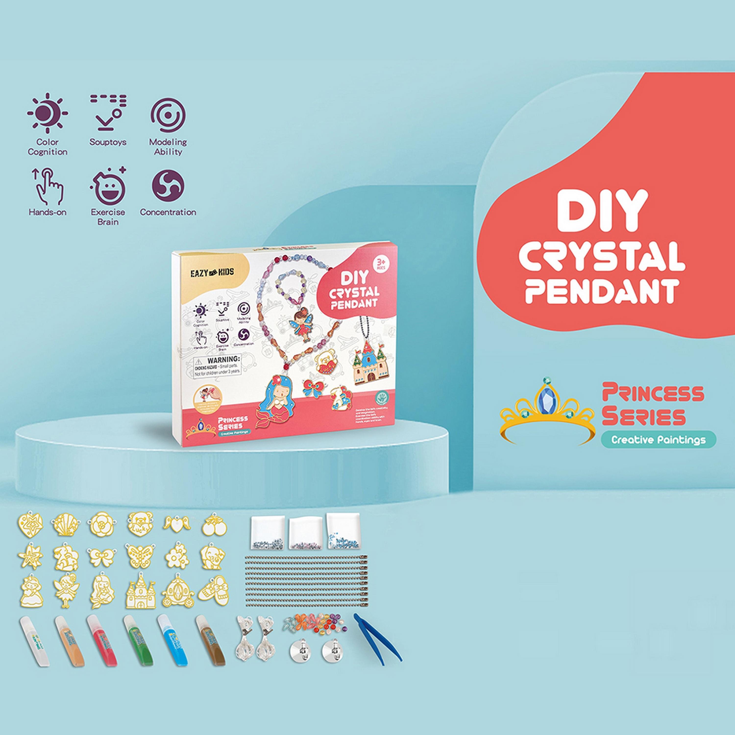 Eazy Kids Diy Kids Art & Craft Crystal Pendant Making & Coloring Set XL- Princess-school-artsandcrafts-image-2