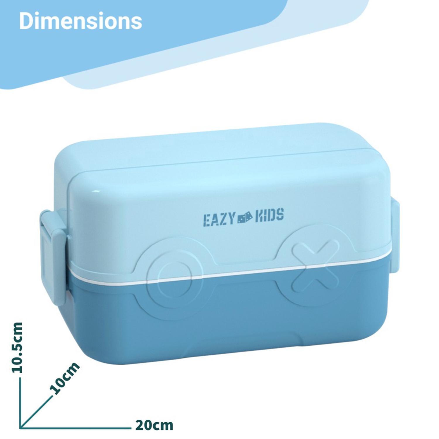 Eazy Kids Double Decker Tic-Tac-Toe Bento Lunch Box with Splitter Sauce Box and Spoon -Blue-school-lunchessentials-lunchboxes-image-7