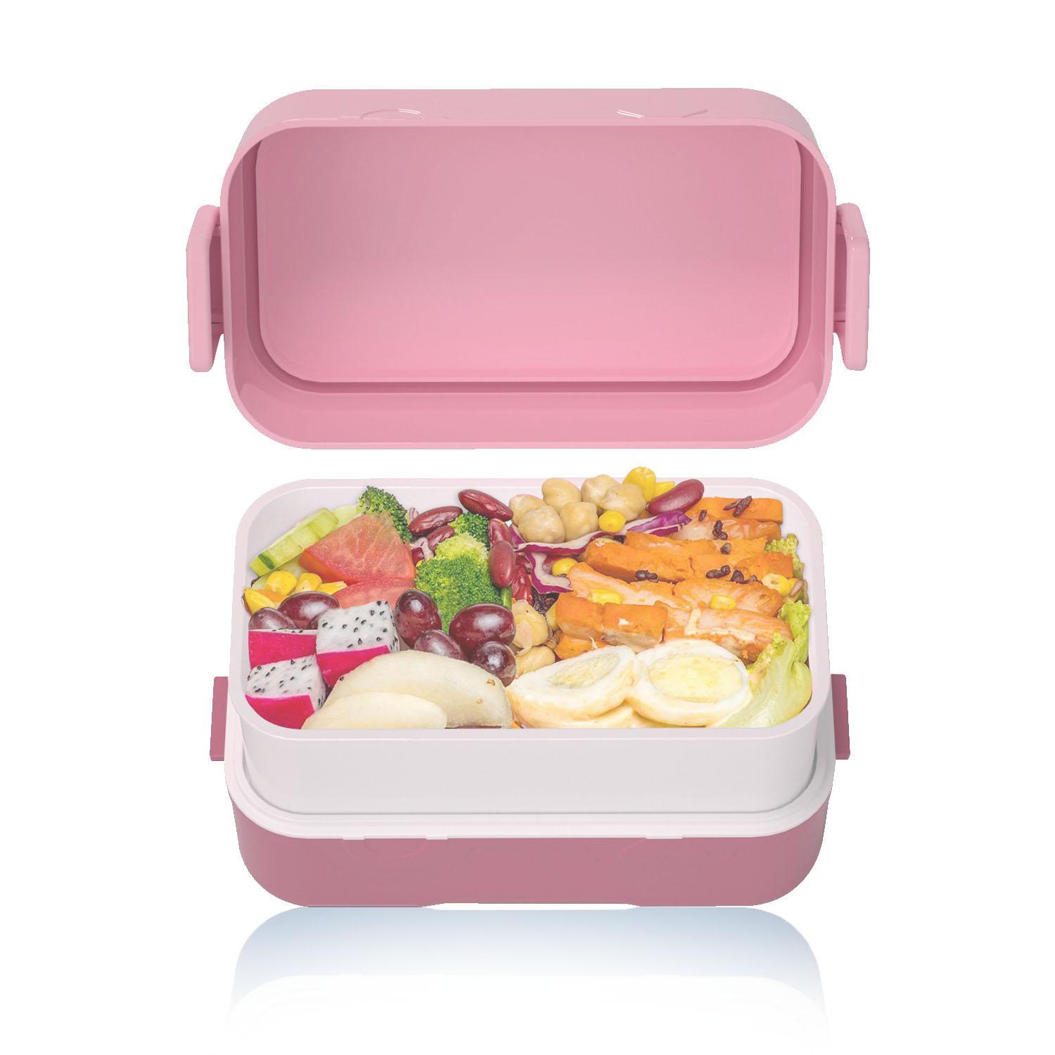 Eazy Kids Double Decker Tic-Tac-Toe Bento Lunch Box - Pink-school-lunchessentials-lunchboxes-image-5