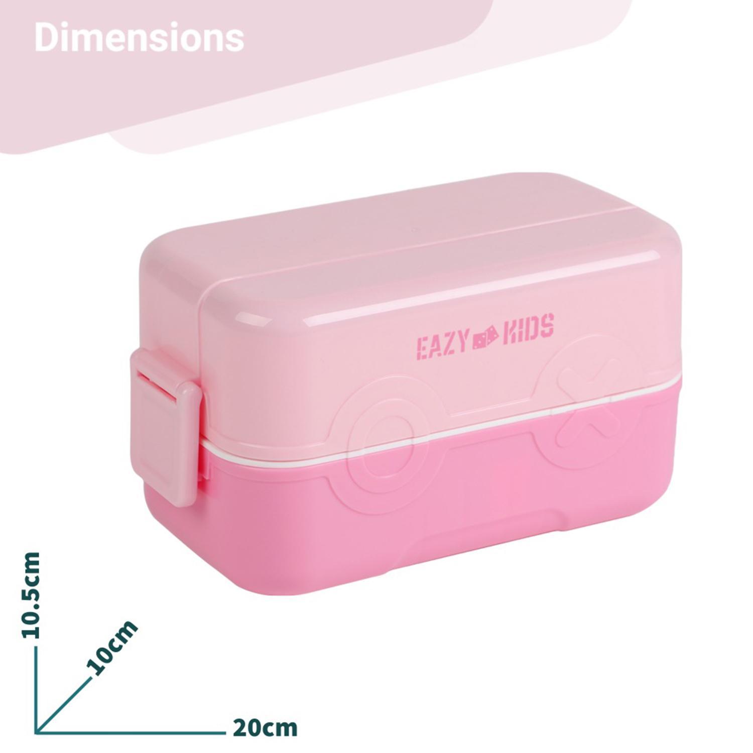 Eazy Kids Double Decker Tic-Tac-Toe Bento Lunch Box - Pink-school-lunchessentials-lunchboxes-image-7