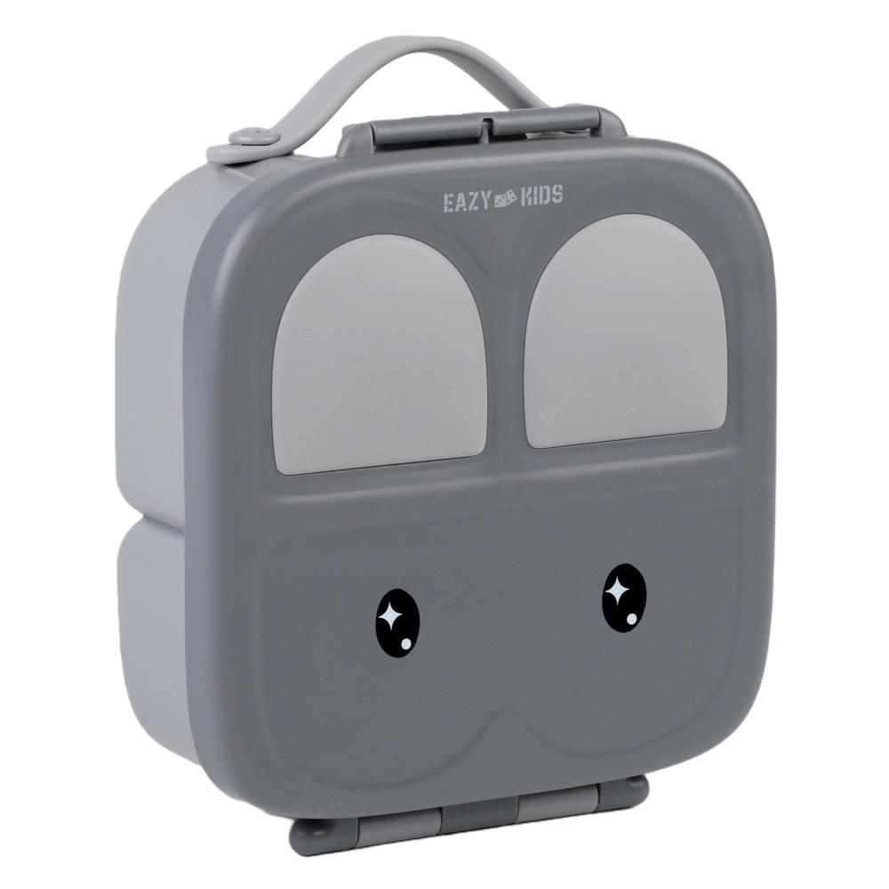 Eazy Kids Bento Lunch Box W/ Handle- Grey-school-lunchessentials-lunchboxes-image-1