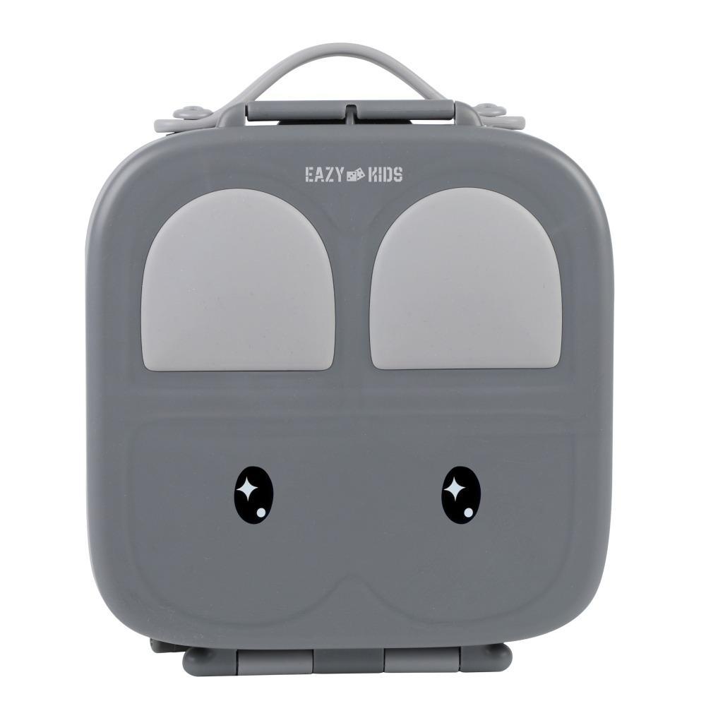 Eazy Kids Bento Lunch Box W/ Handle- Grey-school-lunchessentials-lunchboxes-image-2