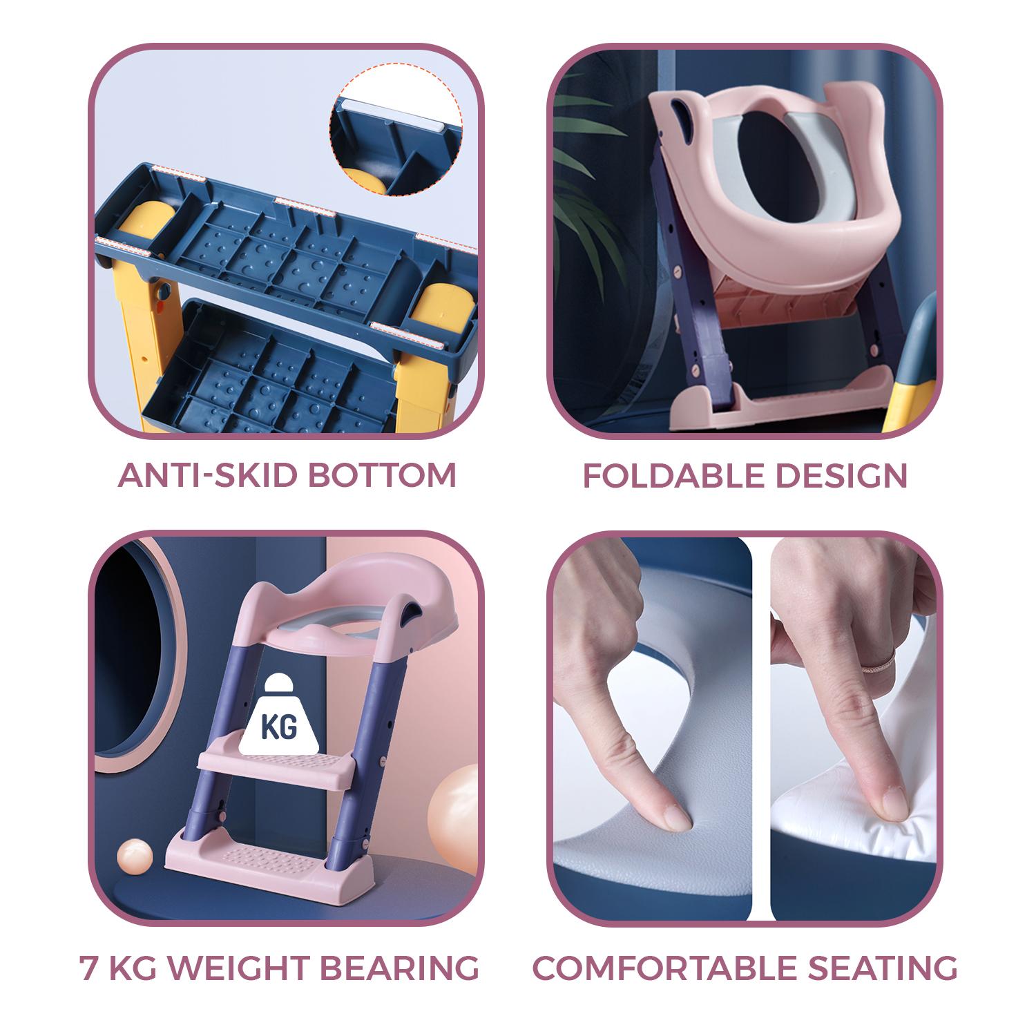 مقعد التدريب على الحمام القابل للطي مقعد الخطوات من إيزي كيدز - وردي-baby-diapering-pottytraining-image-4