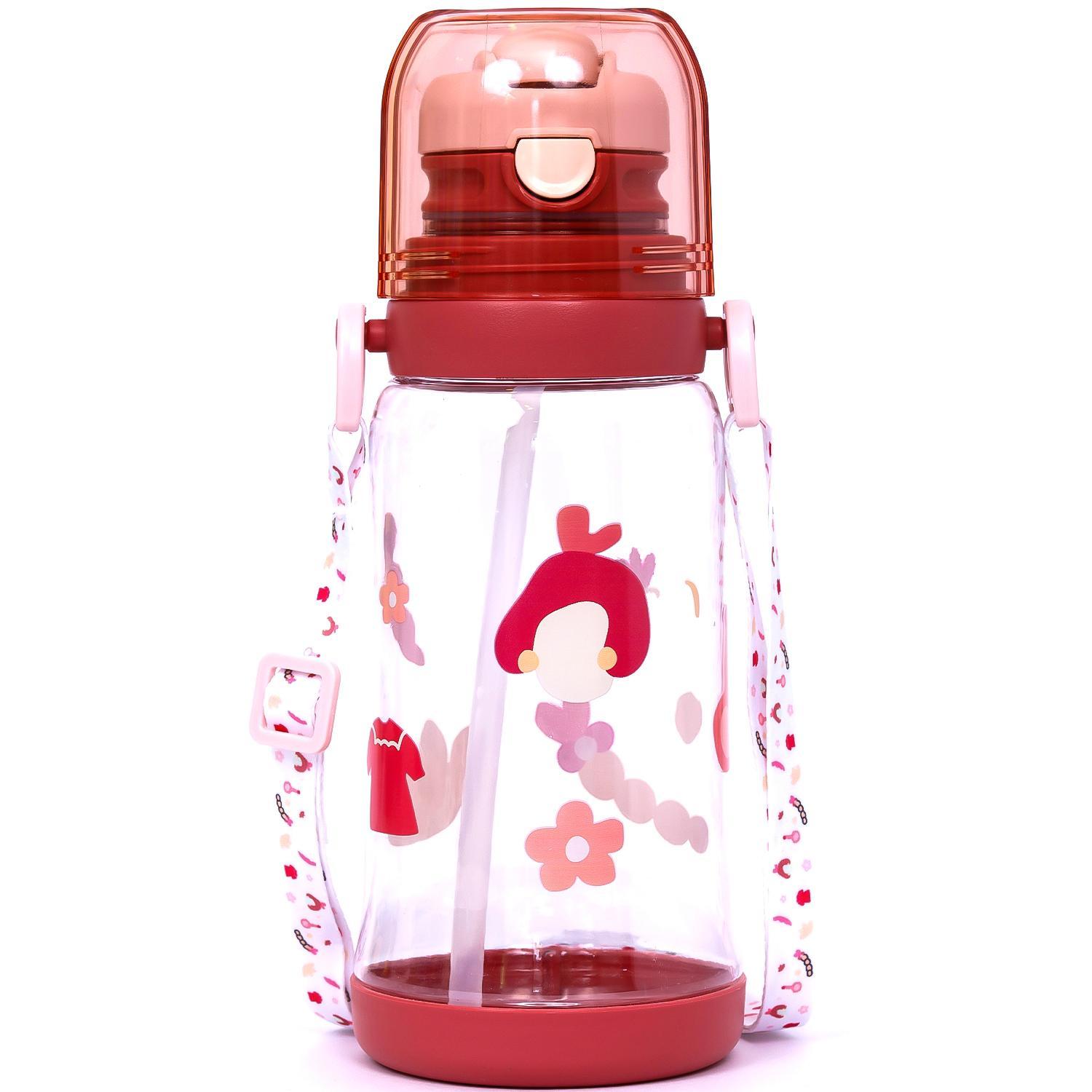 Eazy Kids Water Bottle 600 ML Wt Straw - Pink-school-waterbottles-image-1