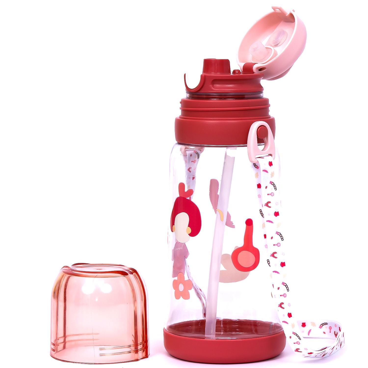 Eazy Kids Water Bottle 600 ML Wt Straw - Pink-school-waterbottles-image-5