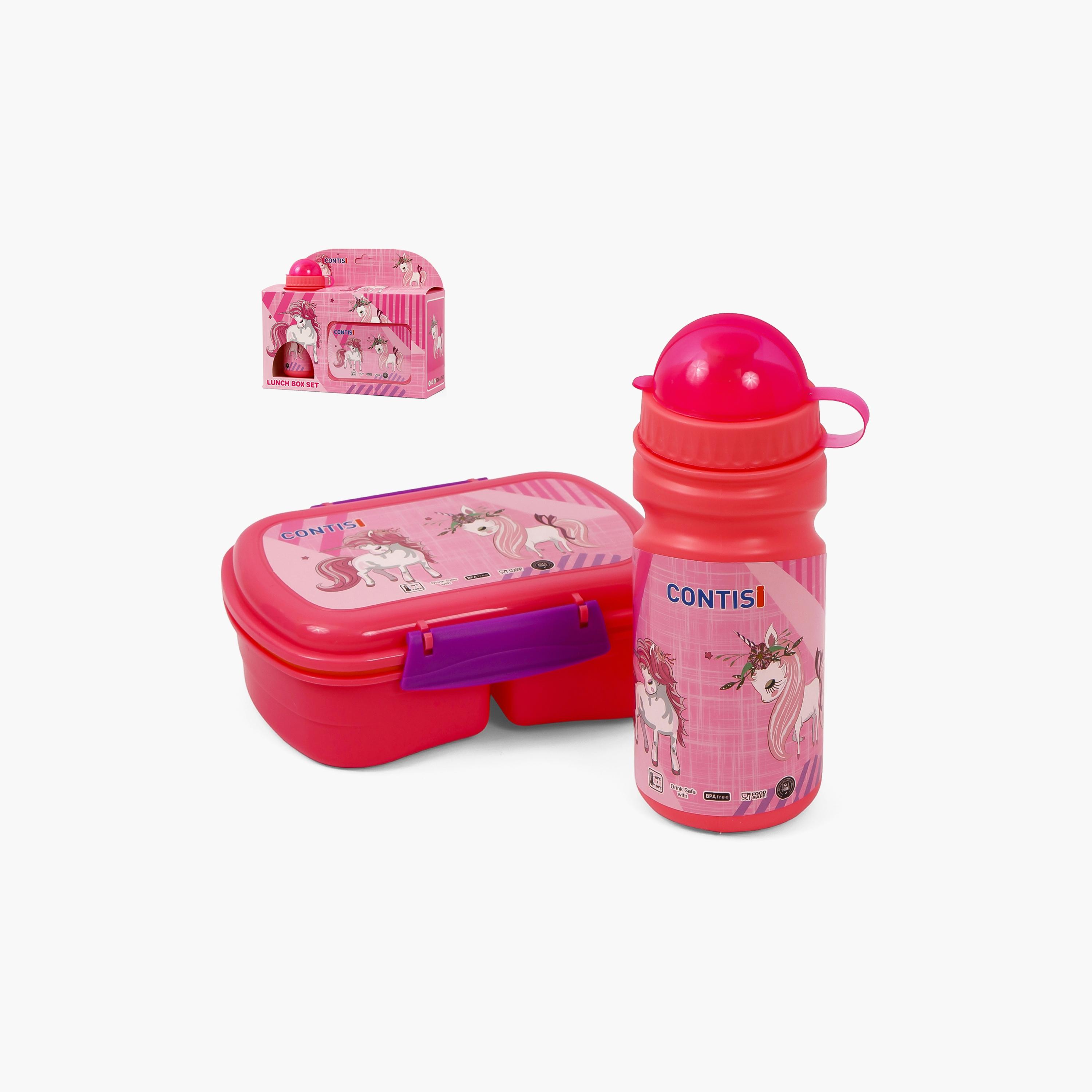 علبة غداء مع زجاجة من إيزي كيدز - وردي-school-lunchessentials-lunchboxes-image-1
