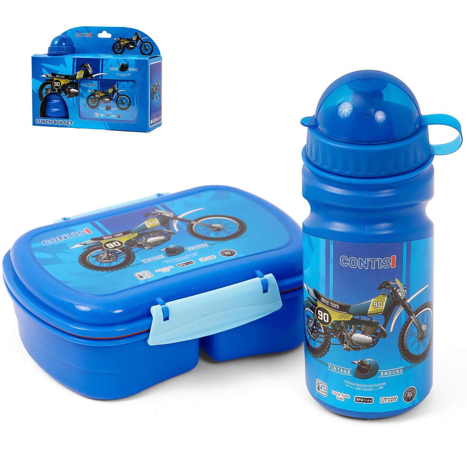 Eazy Kids Lunch Box Wt Bottle - Blue-school-lunchessentials-lunchboxes-image-1