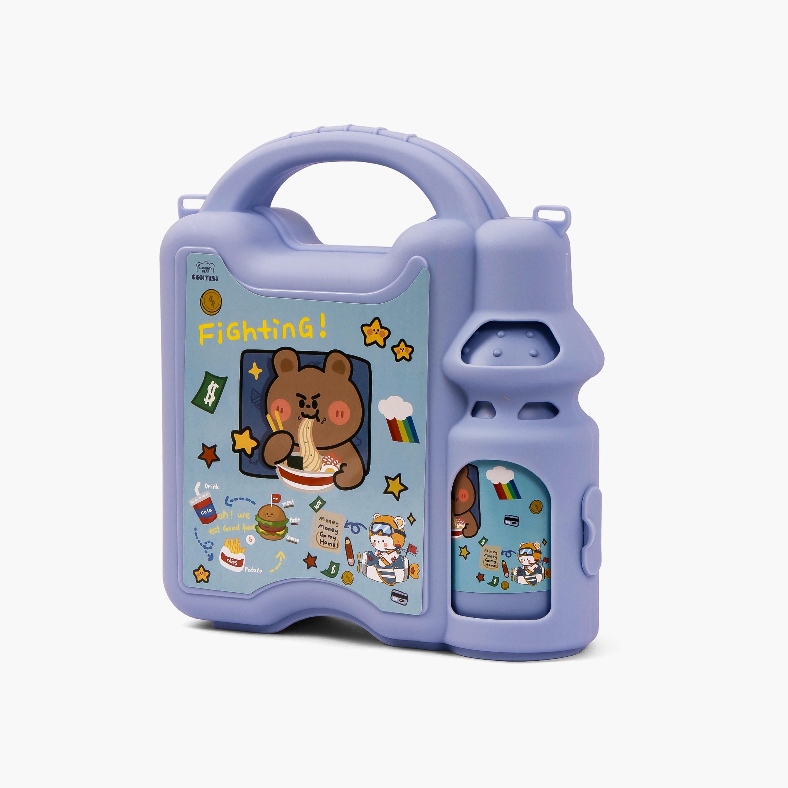 Eazy Kids Lunch Box Wt Bottle - Blue-school-lunchessentials-lunchboxes-image-1