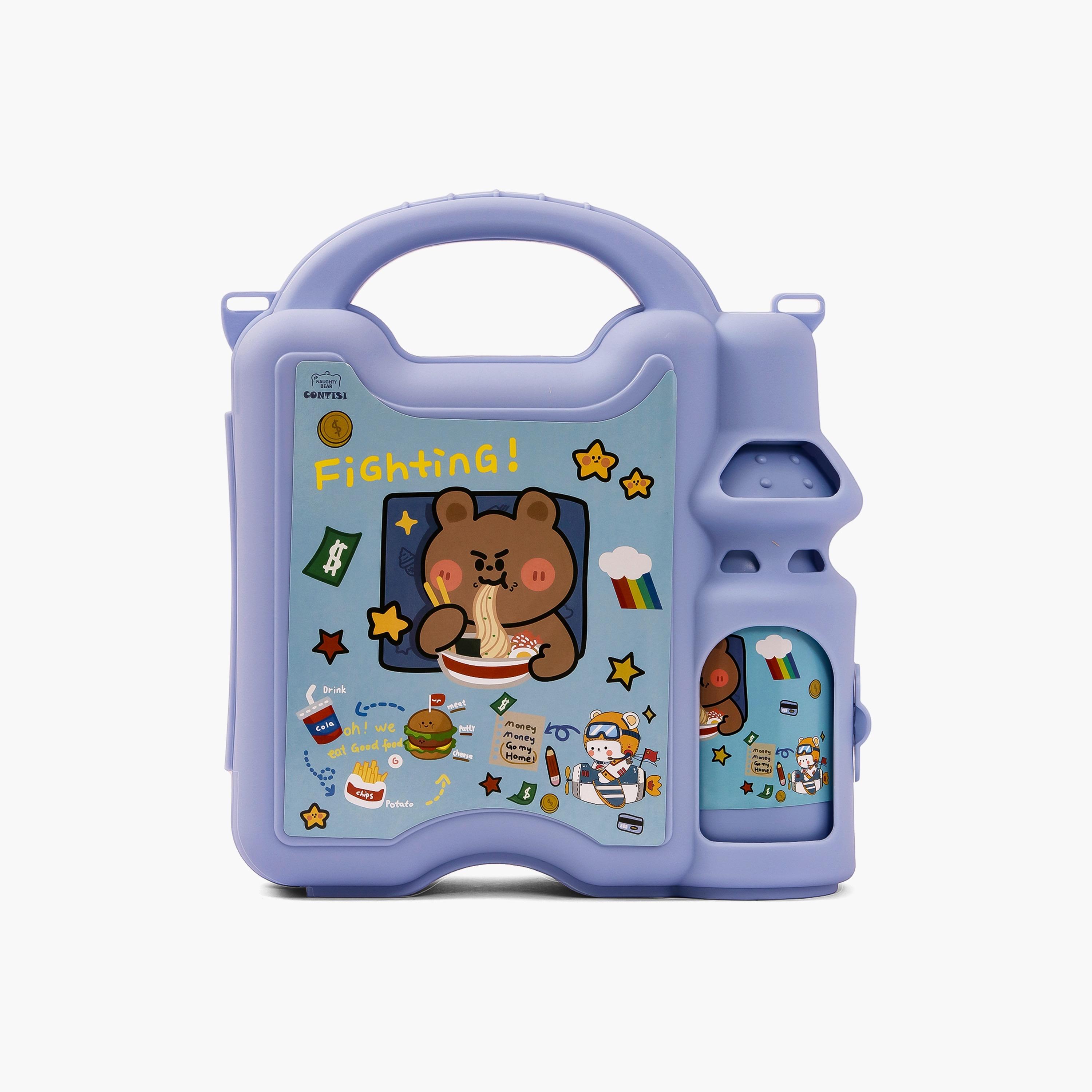 Eazy Kids Lunch Box Wt Bottle - Blue-school-lunchessentials-lunchboxes-image-2