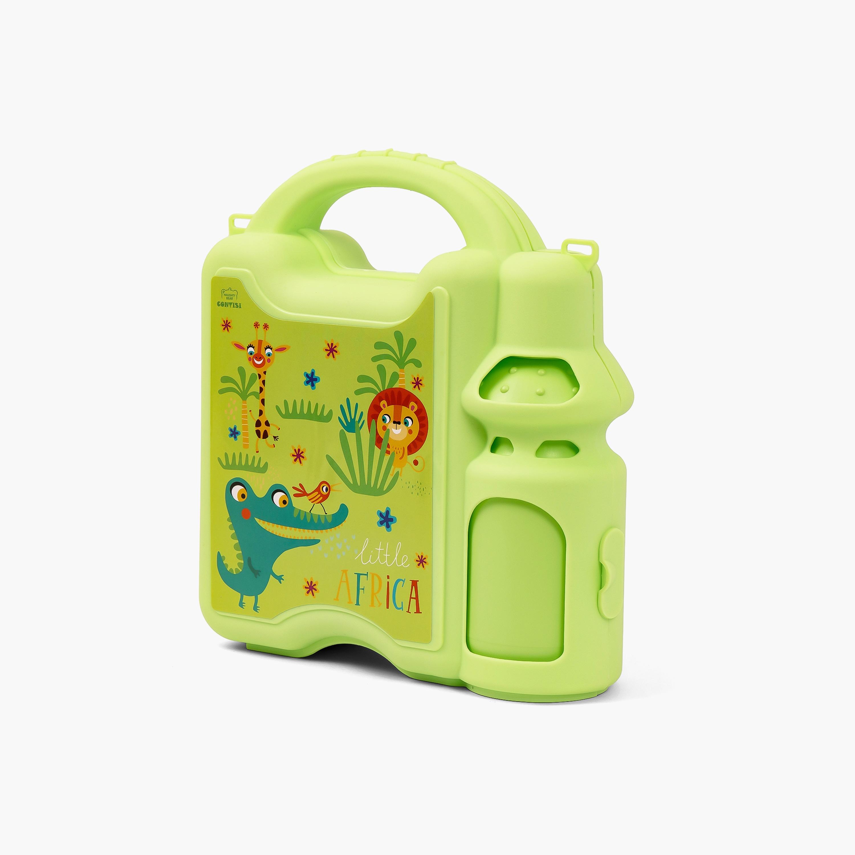Eazy Kids Lunch Box Wt Bottle - Green-school-lunchessentials-lunchboxes-image-1