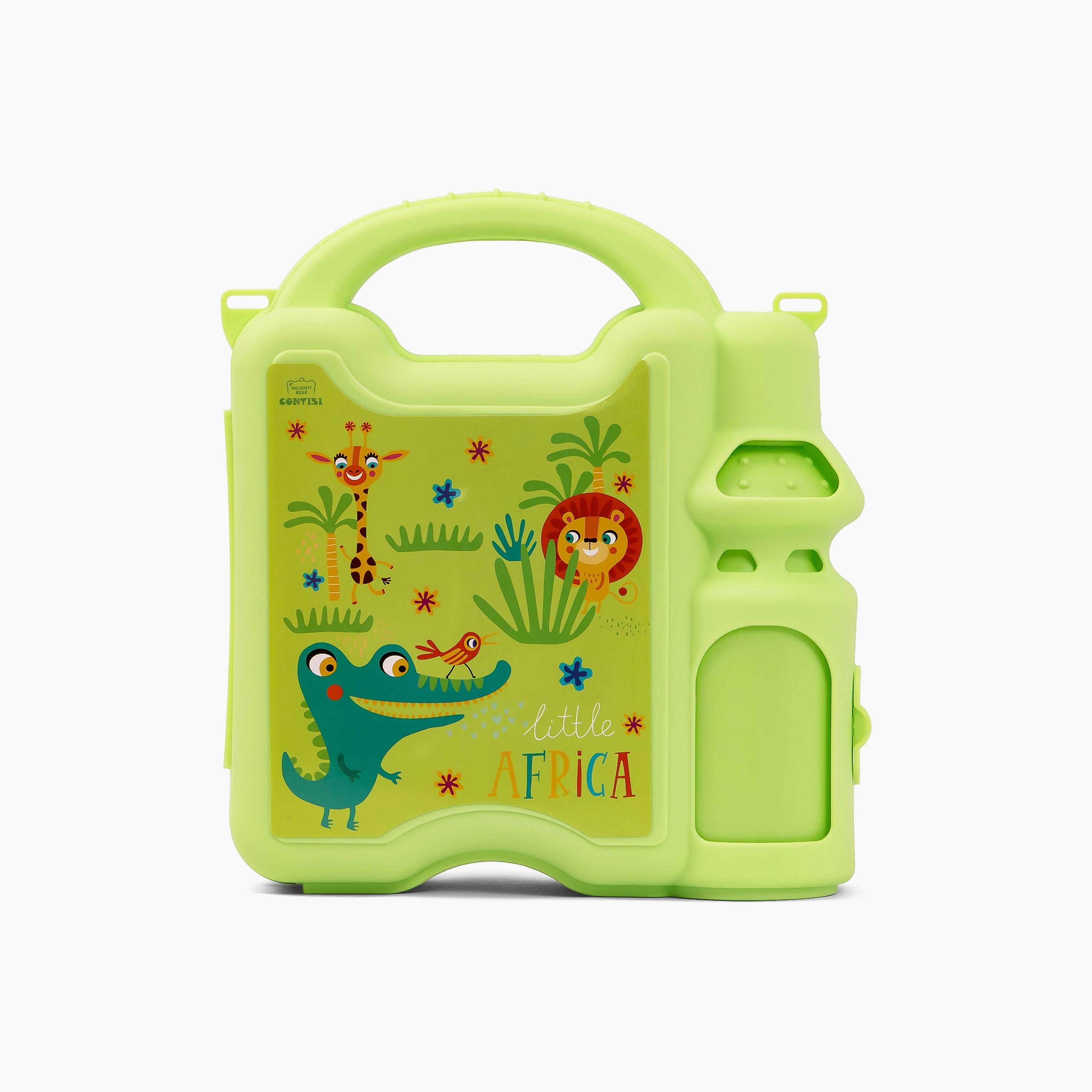 Eazy Kids Lunch Box Wt Bottle - Green-school-lunchessentials-lunchboxes-image-2