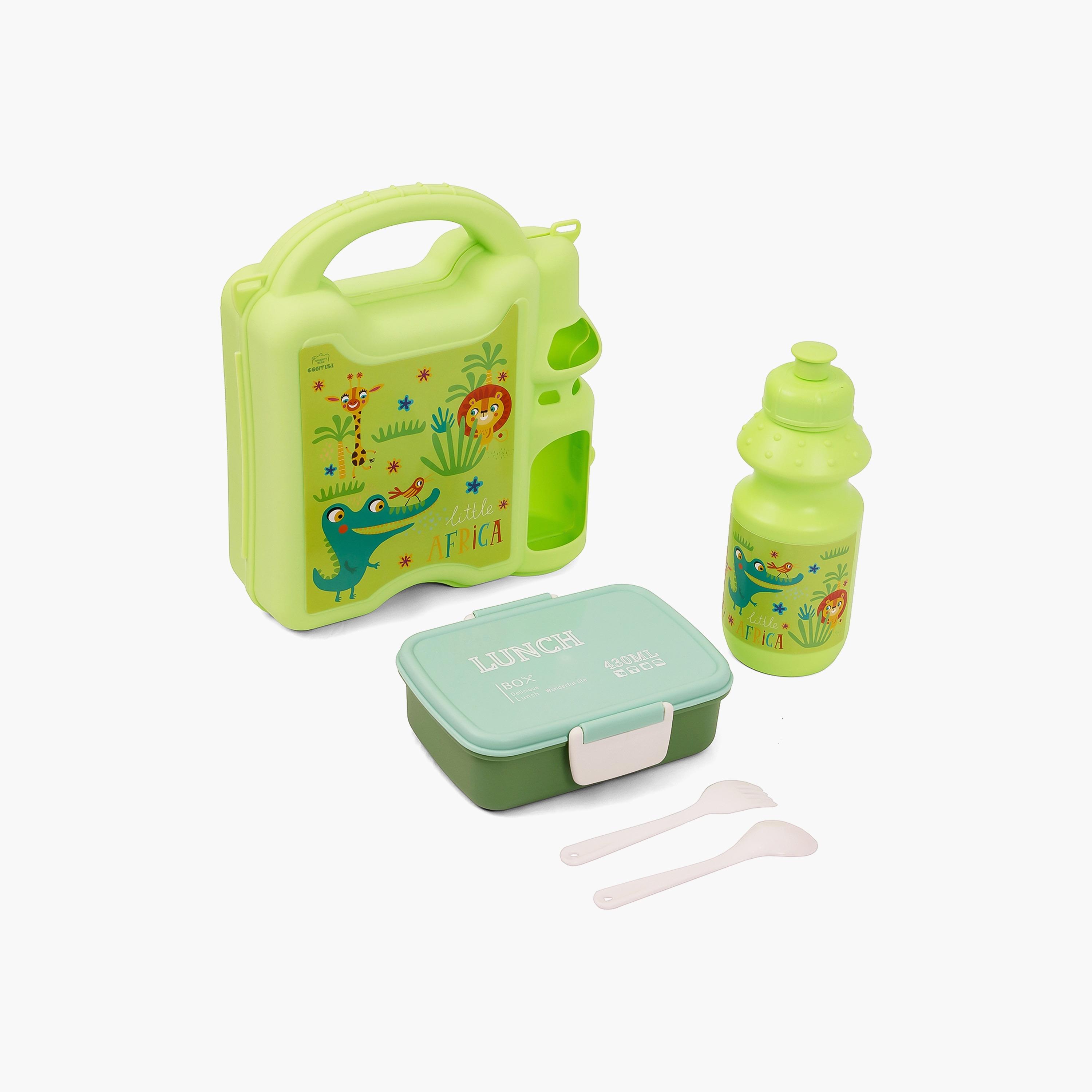 Eazy Kids Lunch Box Wt Bottle - Green-school-lunchessentials-lunchboxes-image-4