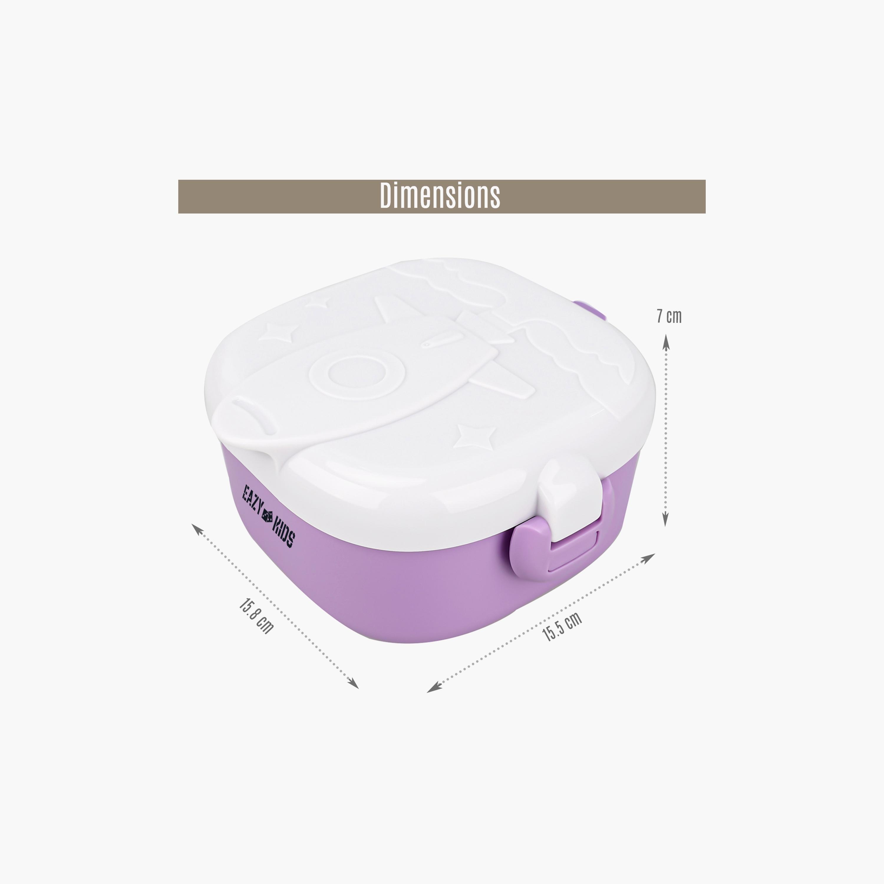 Eazy Kids Rocket Lunch Box Meal Set W/ Bowl, Scissor And Spoon - Purple (600 ML)-school-lunchessentials-lunchboxes-image-2
