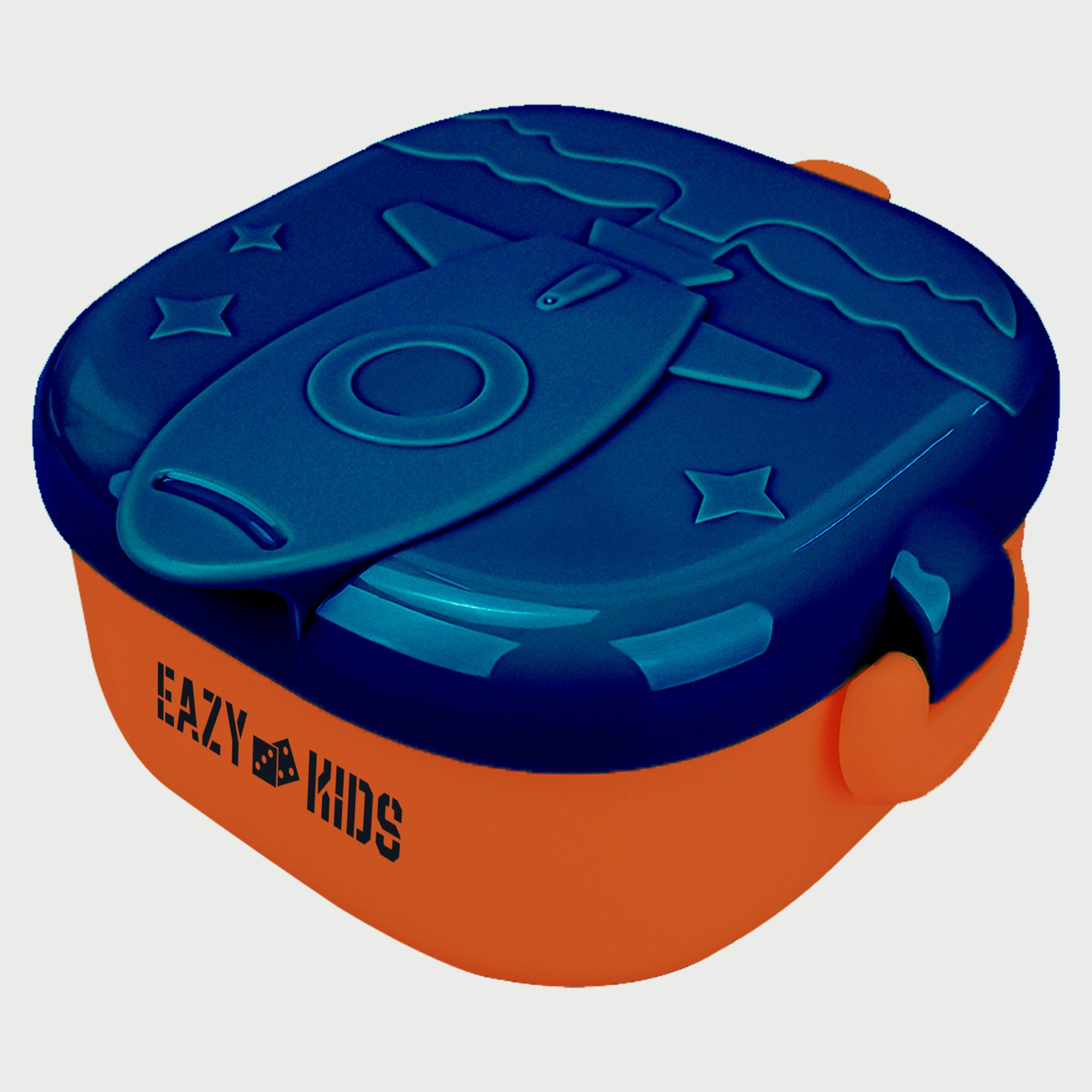 Eazy Kids Rocket Lunch Box Meal Set W/ Bowl, Scissor And Spoon - Blue (600 ML)-school-lunchessentials-lunchboxes-image-1