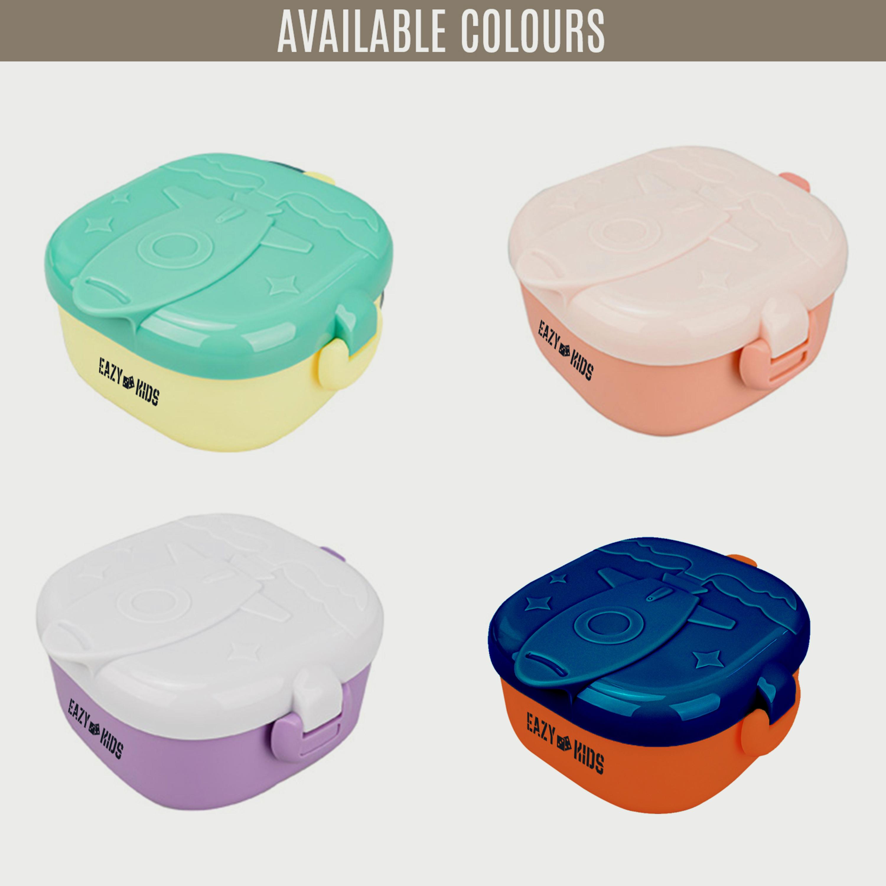 Eazy Kids Rocket Lunch Box Meal Set W/ Bowl, Scissor And Spoon - Blue (600 ML)-school-lunchessentials-lunchboxes-image-3