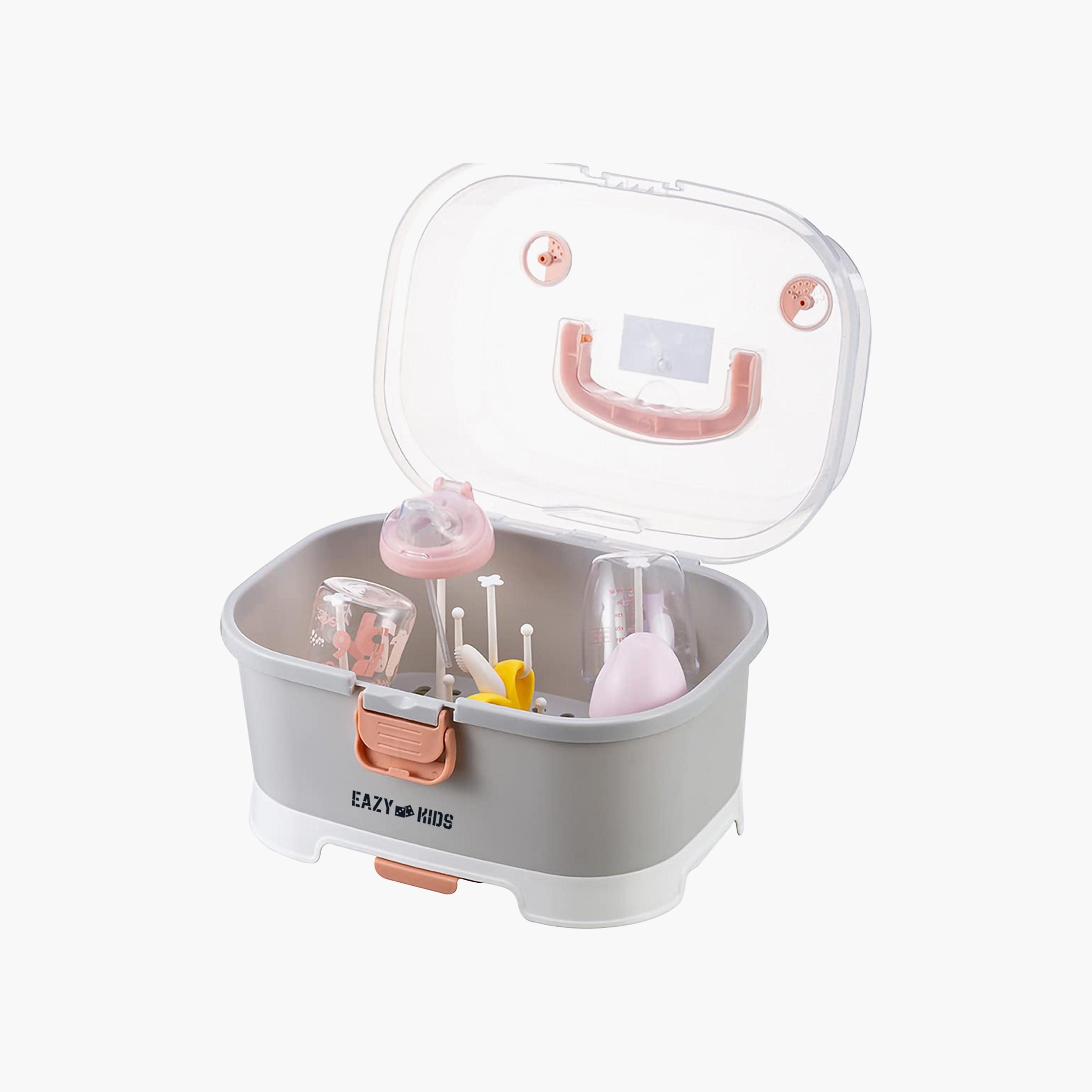 Eazy Kids Baby Bottle Drying Rack Storage Box, 9 Peg - Grey-school-lunchessentials-lunchboxes-image-4