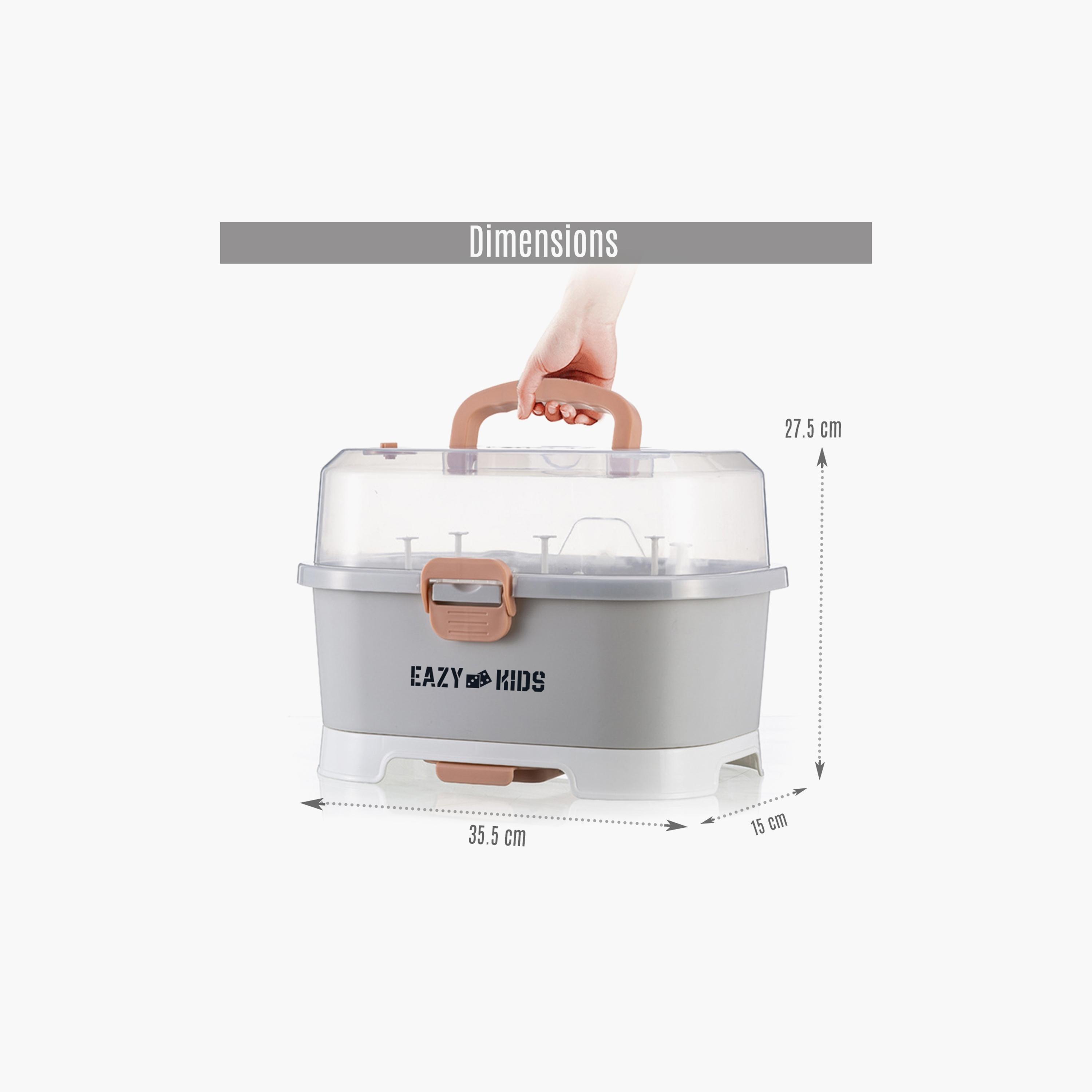 Eazy Kids Baby Bottle Drying Rack Storage Box, 9 Peg - Grey-school-lunchessentials-lunchboxes-image-5