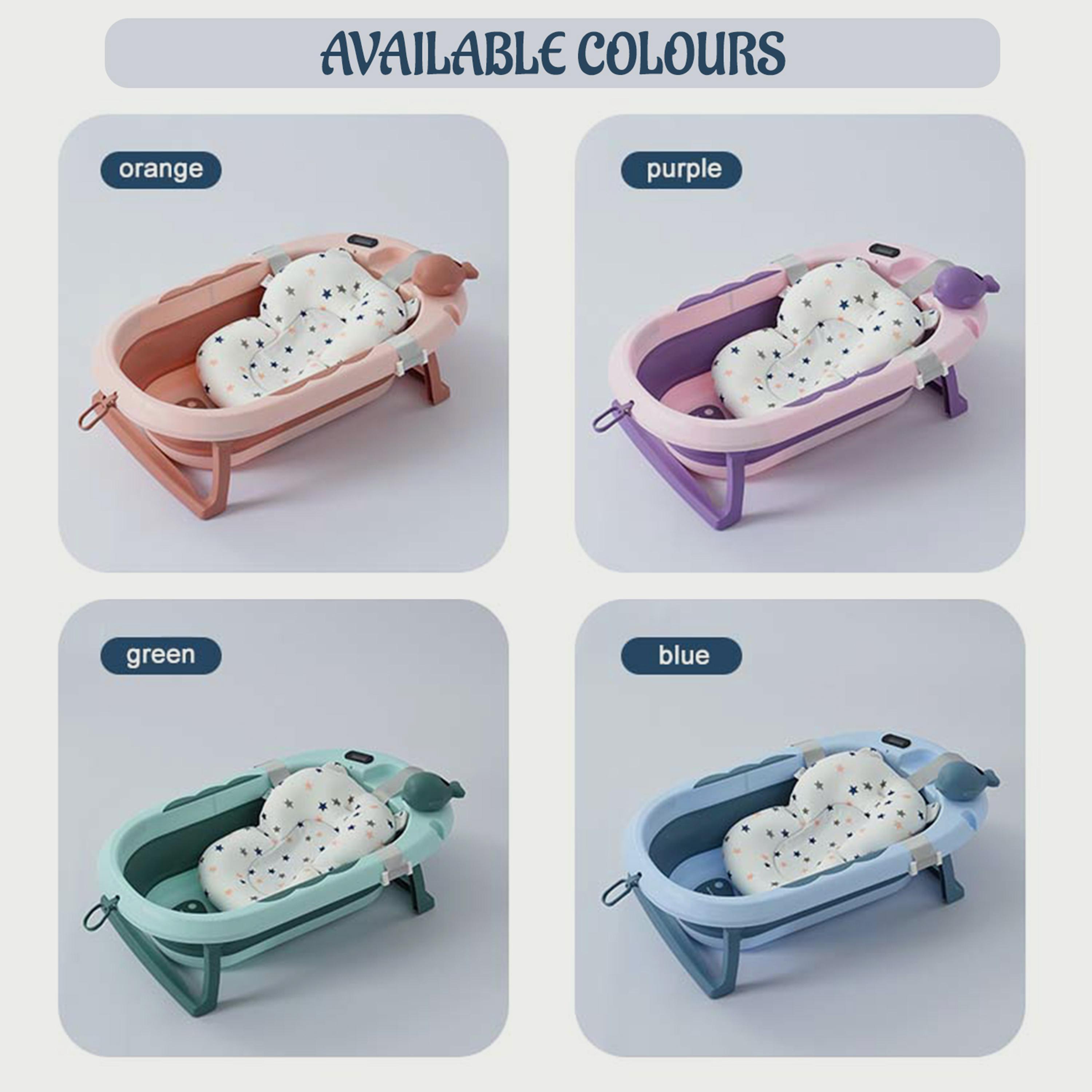 Eazy Kids Temperature Controlled Foldable Bathtub W/ Intelligent Temperature Monitoring Thermometer And Baby Head Shampoo Wash Rinse Mug - Orange-baby-bathandcare-bathtubs-image-5