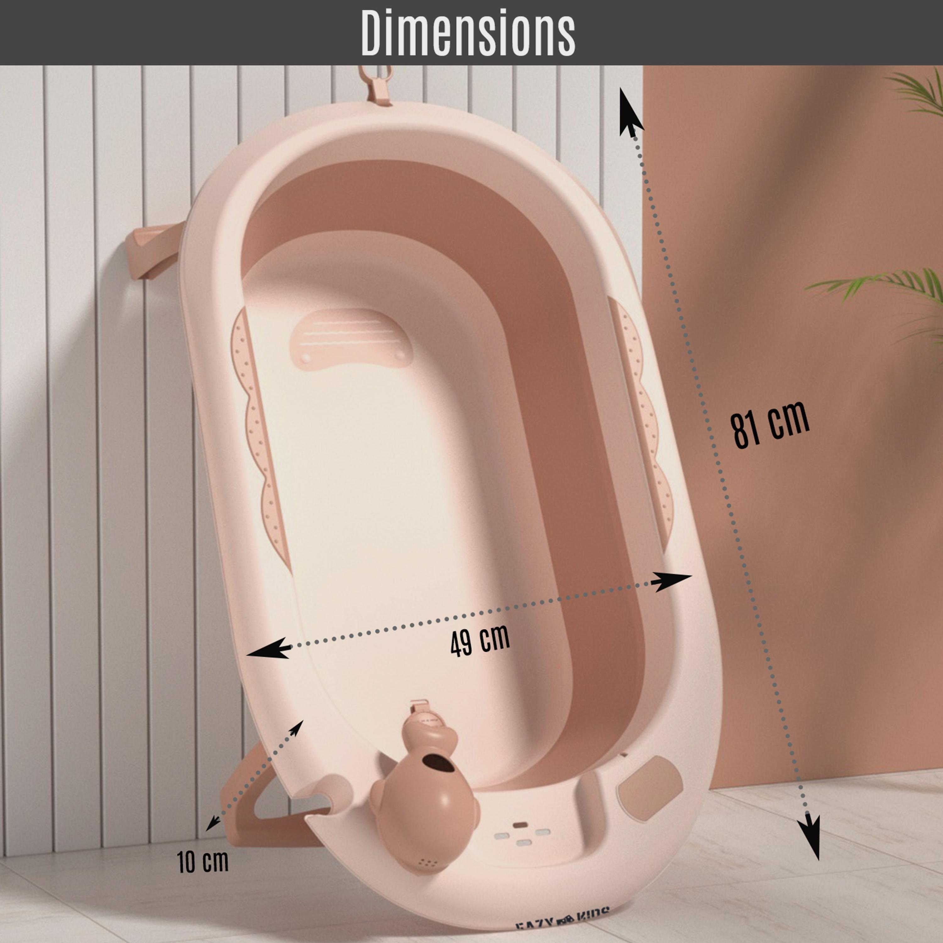 Eazy Kids Temperature Controlled Foldable Bathtub W/ Intelligent Temperature Monitoring Thermometer And Baby Head Shampoo Wash Rinse Mug - Orange-baby-bathandcare-bathtubs-image-6