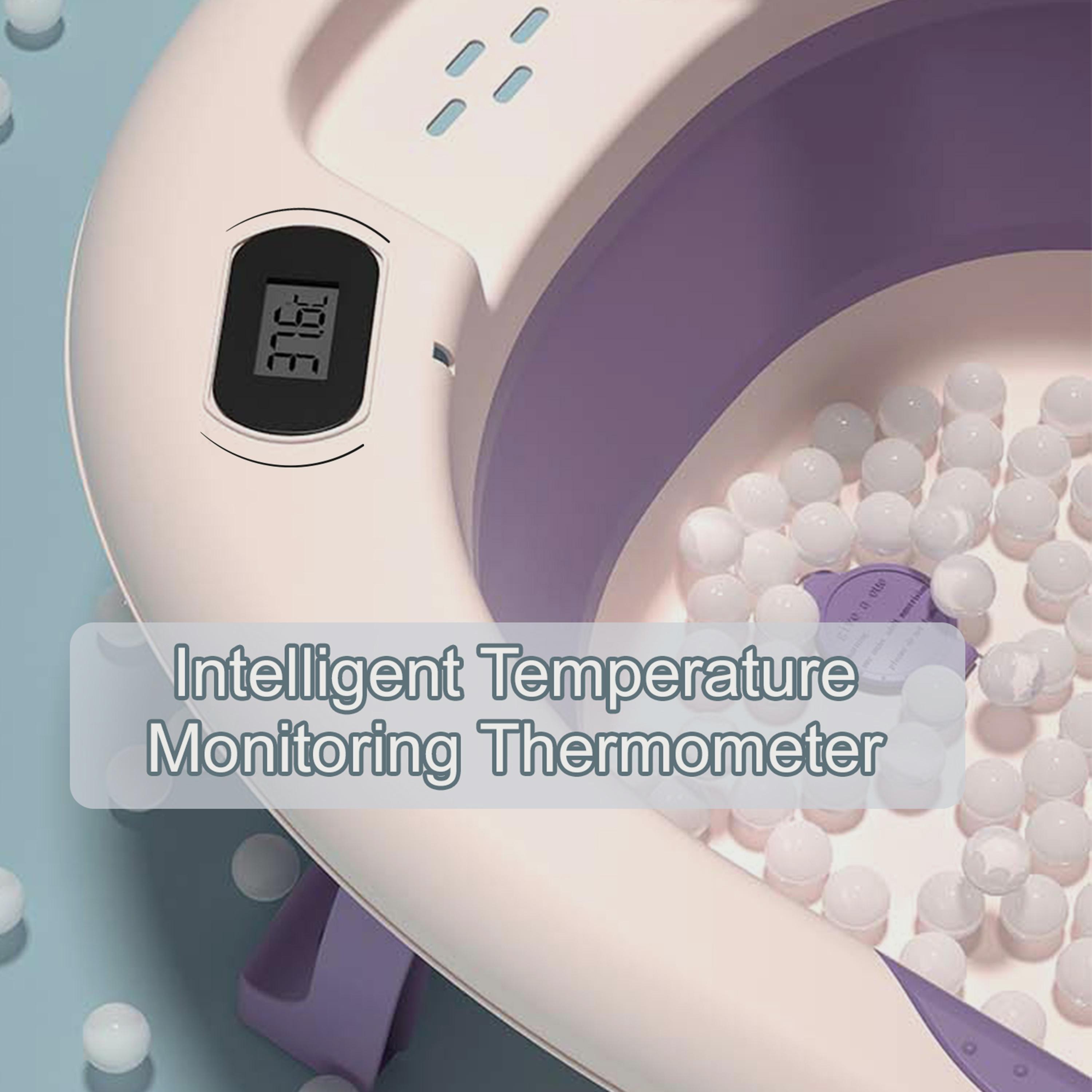 Eazy Kids Temperature Controlled Foldable Bathtub W/ Intelligent Temperature Monitoring Thermometer And Baby Head Shampoo Wash Rinse Mug - Purple-baby-bathandcare-bathtubs-image-6