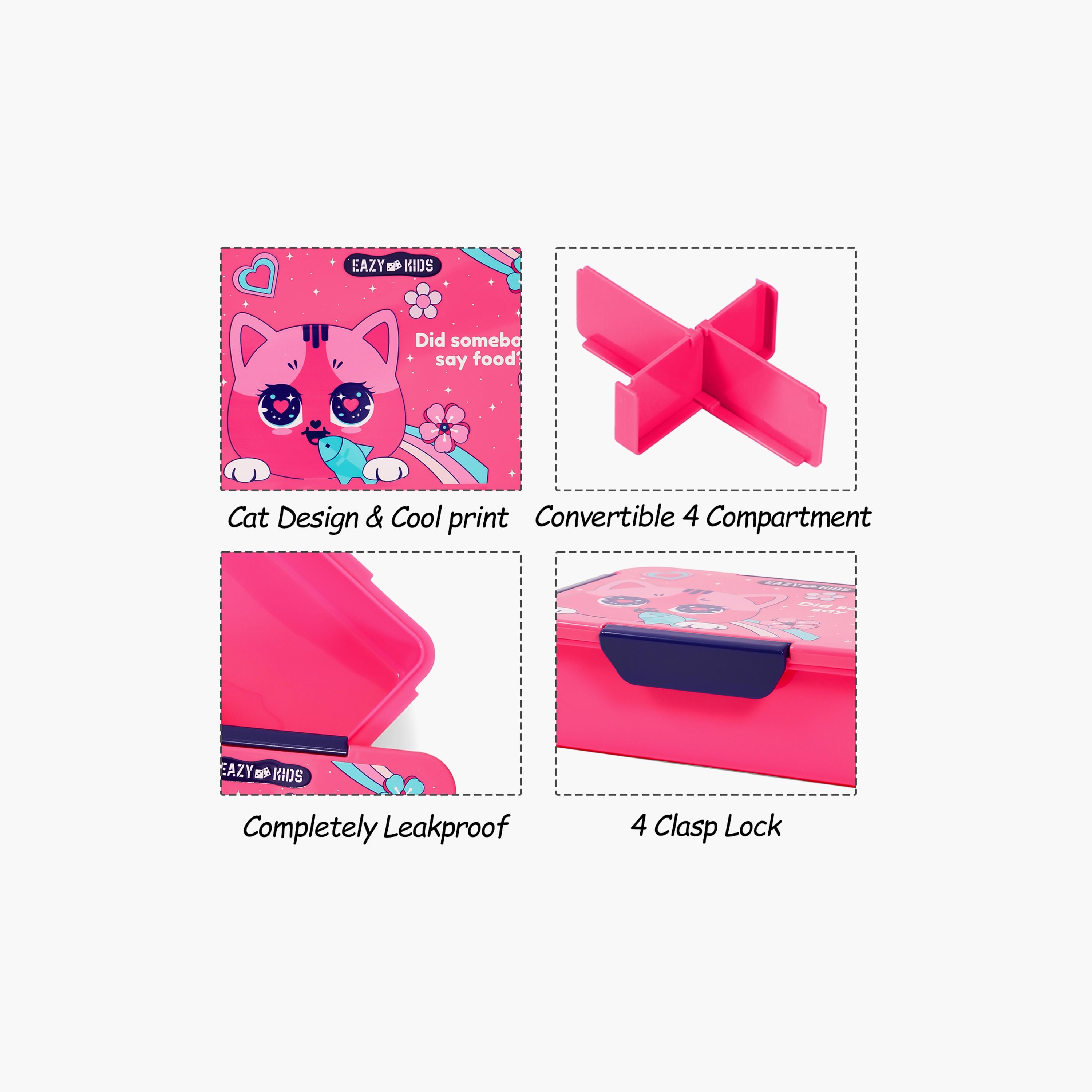 Eazy Kids Lunch Box, Cat - Pink, 850 ML-school-lunchessentials-lunchboxes-image-3