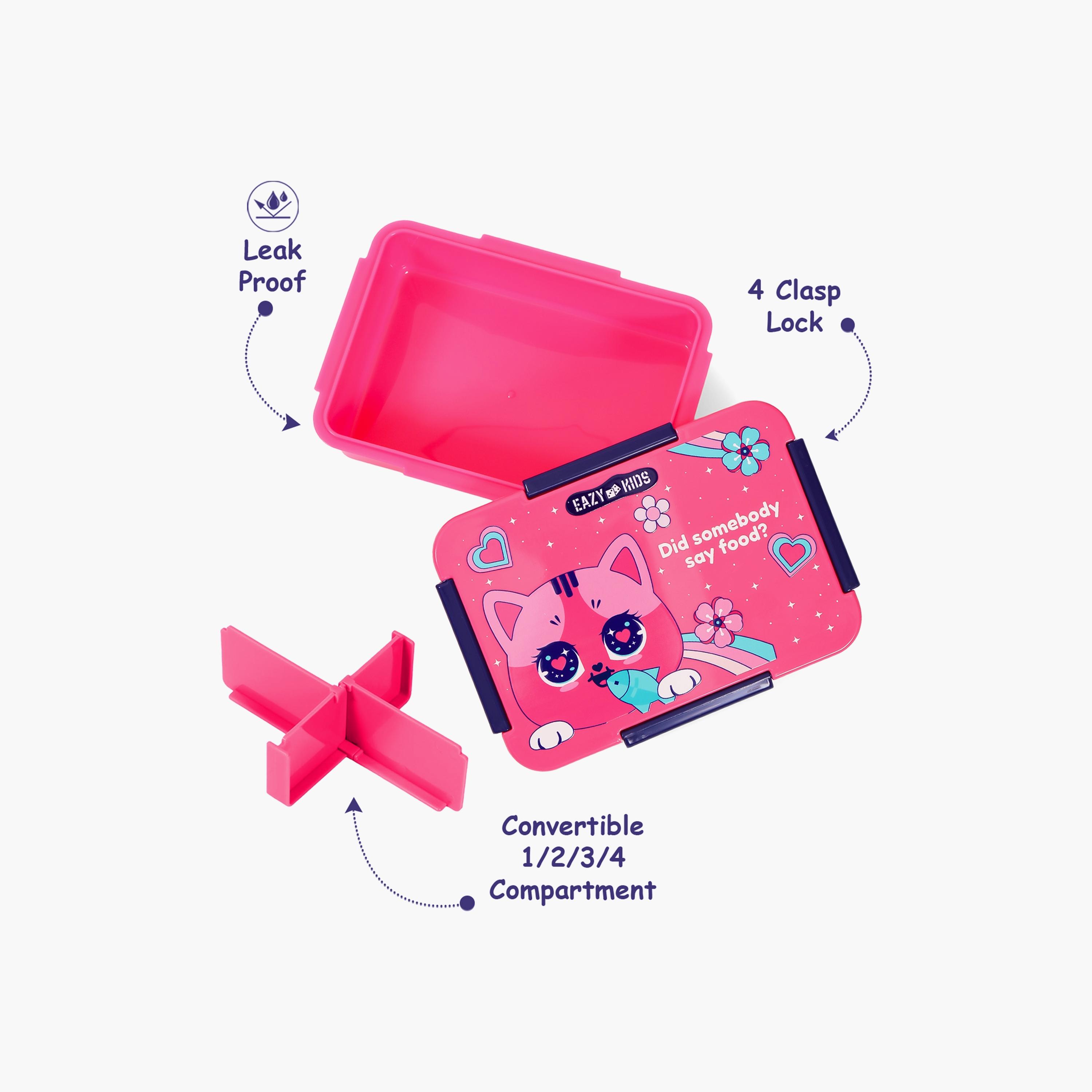 Eazy Kids Lunch Box, Cat - Pink, 850 ML-school-lunchessentials-lunchboxes-image-4
