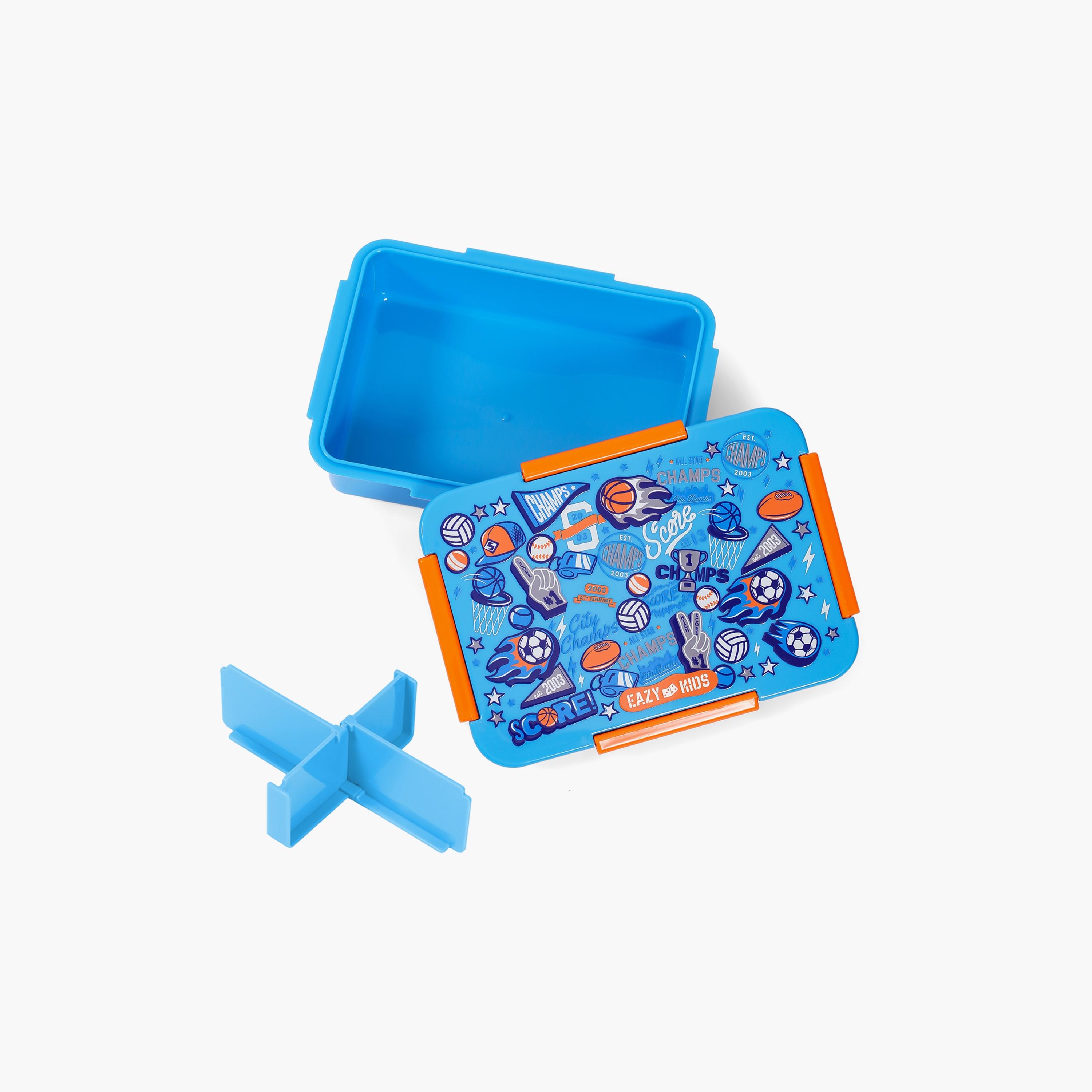 Eazy Kids Lunch Box, Soccer - Blue, 850 ML-school-lunchessentials-lunchboxes-image-2
