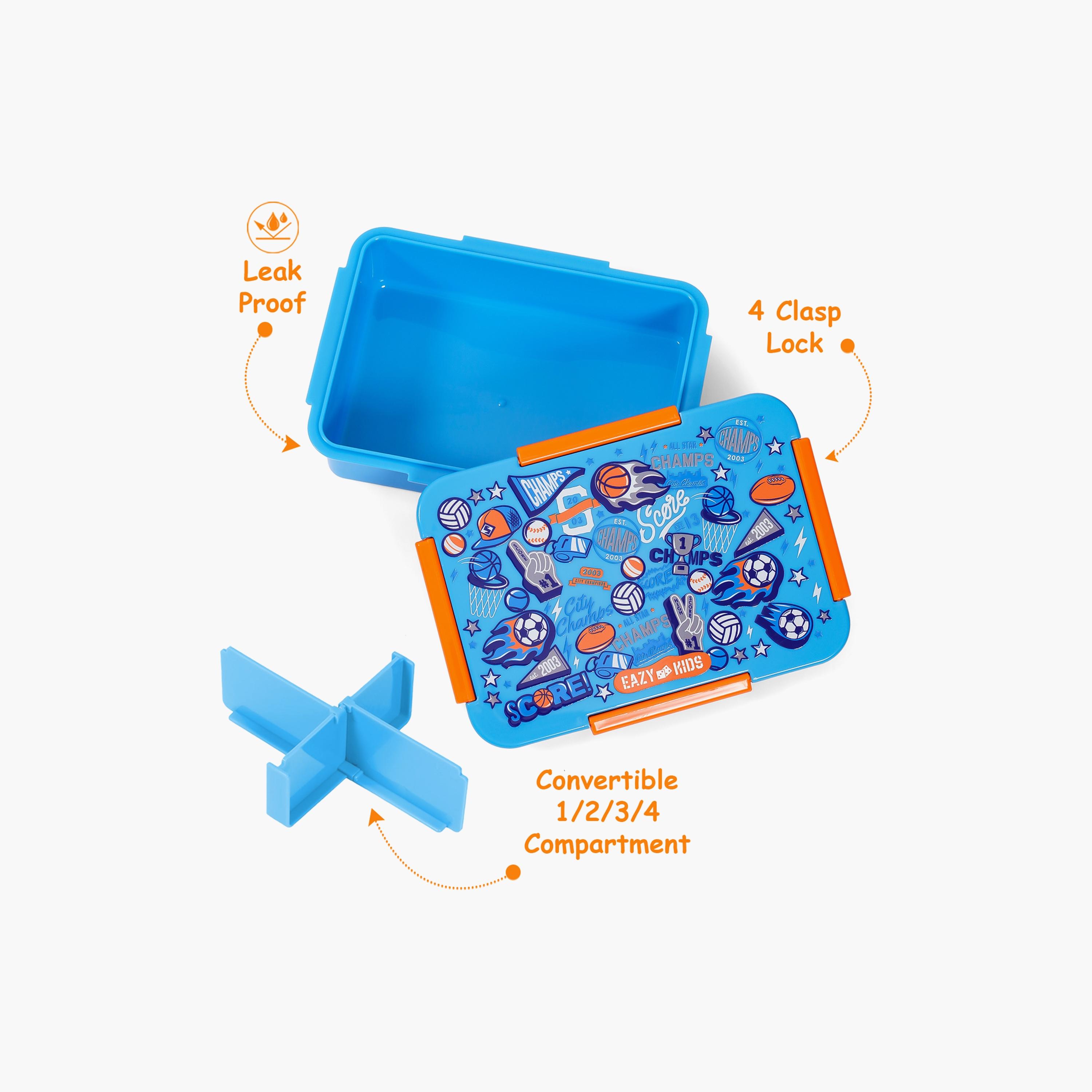 Eazy Kids Lunch Box, Soccer - Blue, 850 ML-school-lunchessentials-lunchboxes-image-4