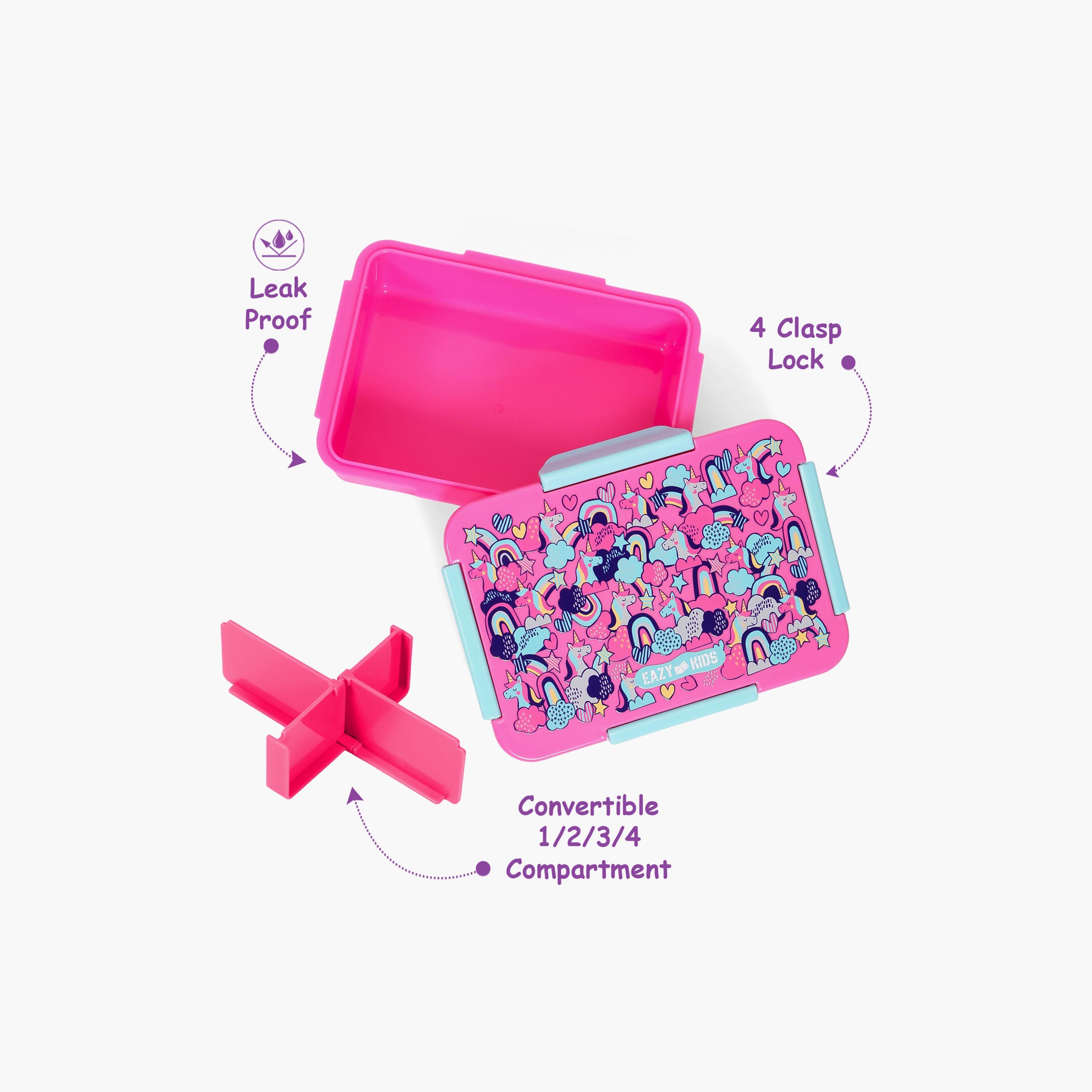 علبة غداء 850 مل من إيزي كيدز - وحيد القرن - وردي-school-lunchessentials-lunchboxes-image-4
