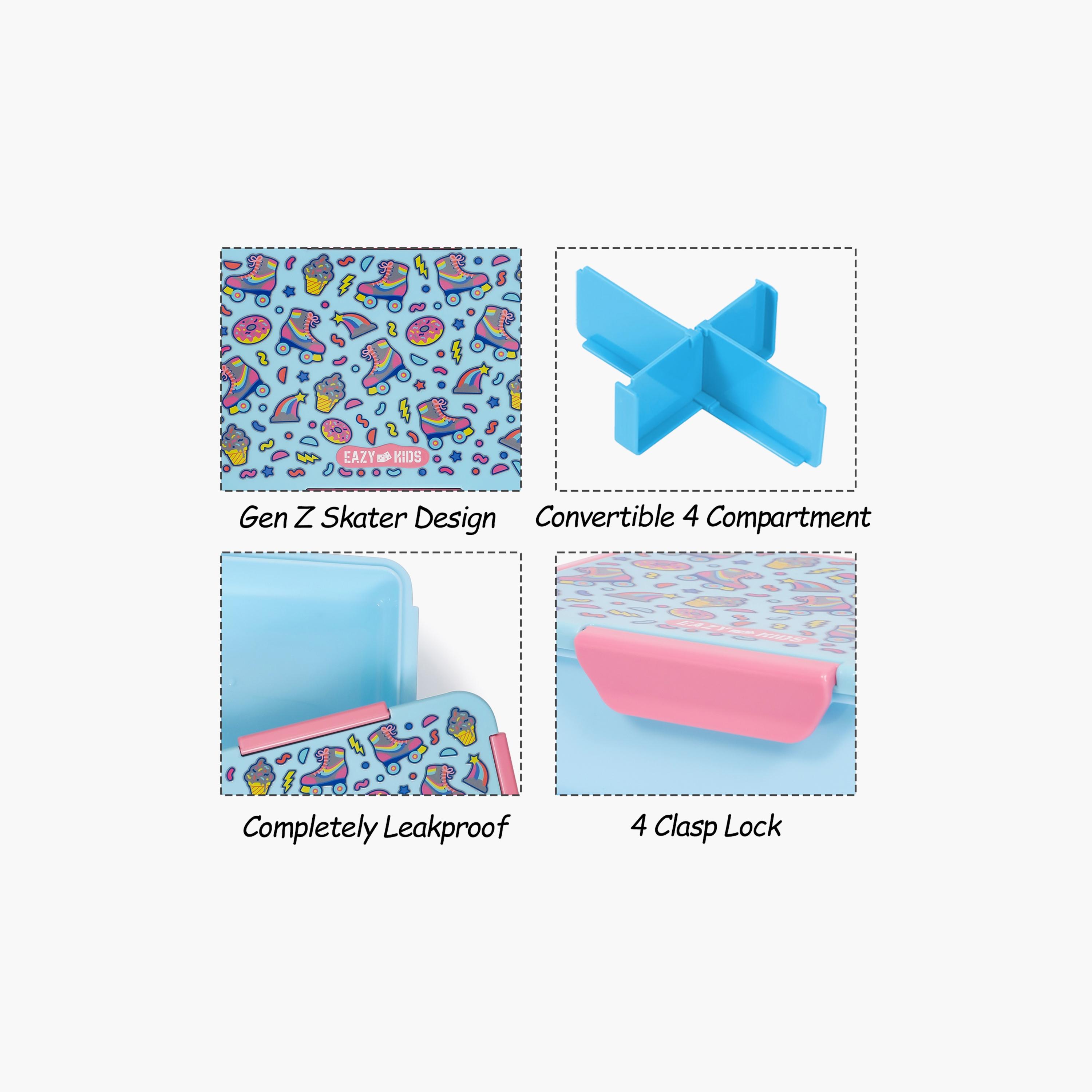 Eazy Kids Lunch Box, Gen Z Skater - Blue, 850 ML-school-lunchessentials-lunchboxes-image-3