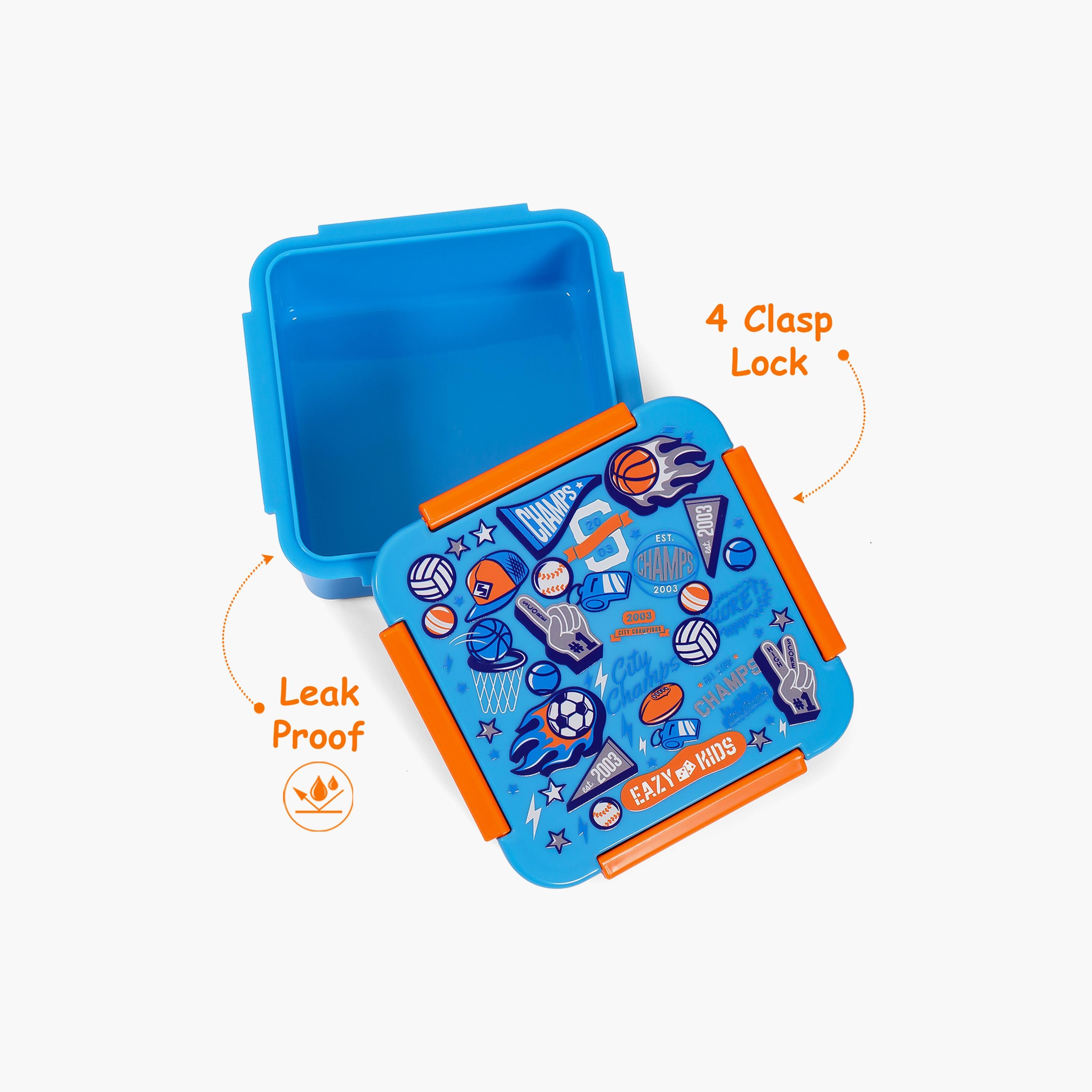 Eazy Kids Lunch Box, Soccer - Blue, 650 ML-school-lunchessentials-lunchboxes-image-4