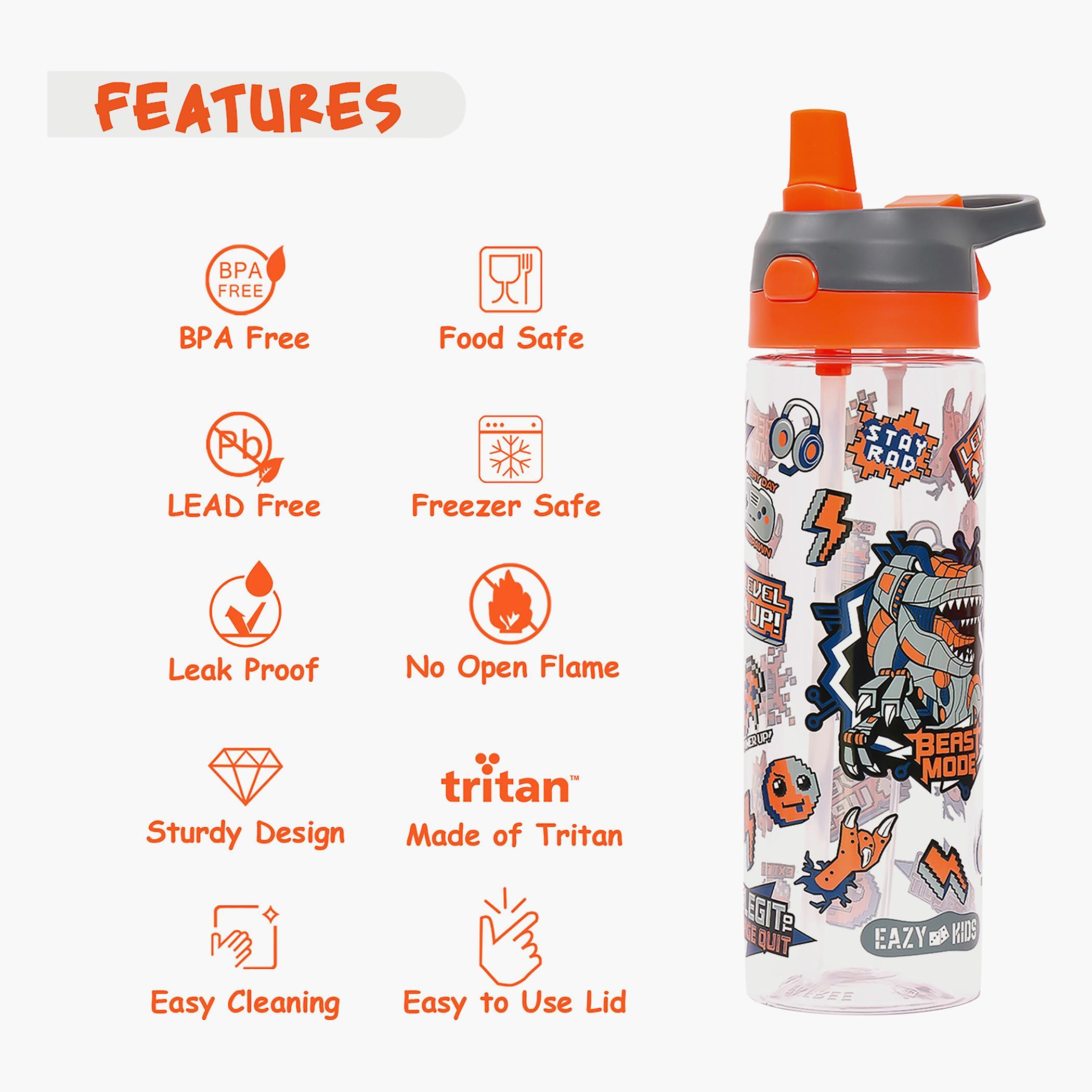 زجاجة المياه تريتان 750 مل مع بخاخ من إيزي كيدز - جين زي - رمادي-school-waterbottles-image-3