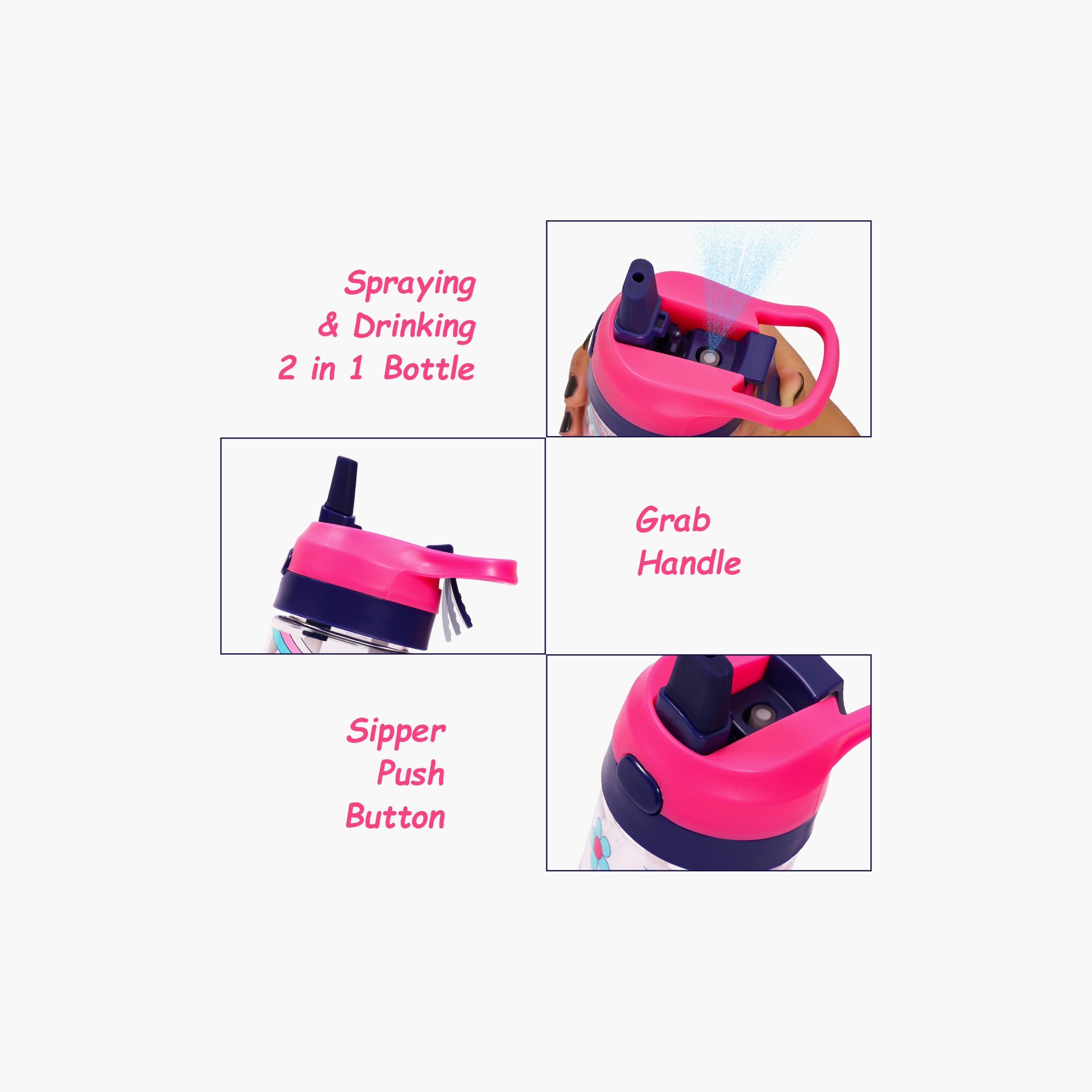 Eazy Kids Tritan Water Bottle W/ Spray, Cat - Pink, 420 ML-school-waterbottles-image-3