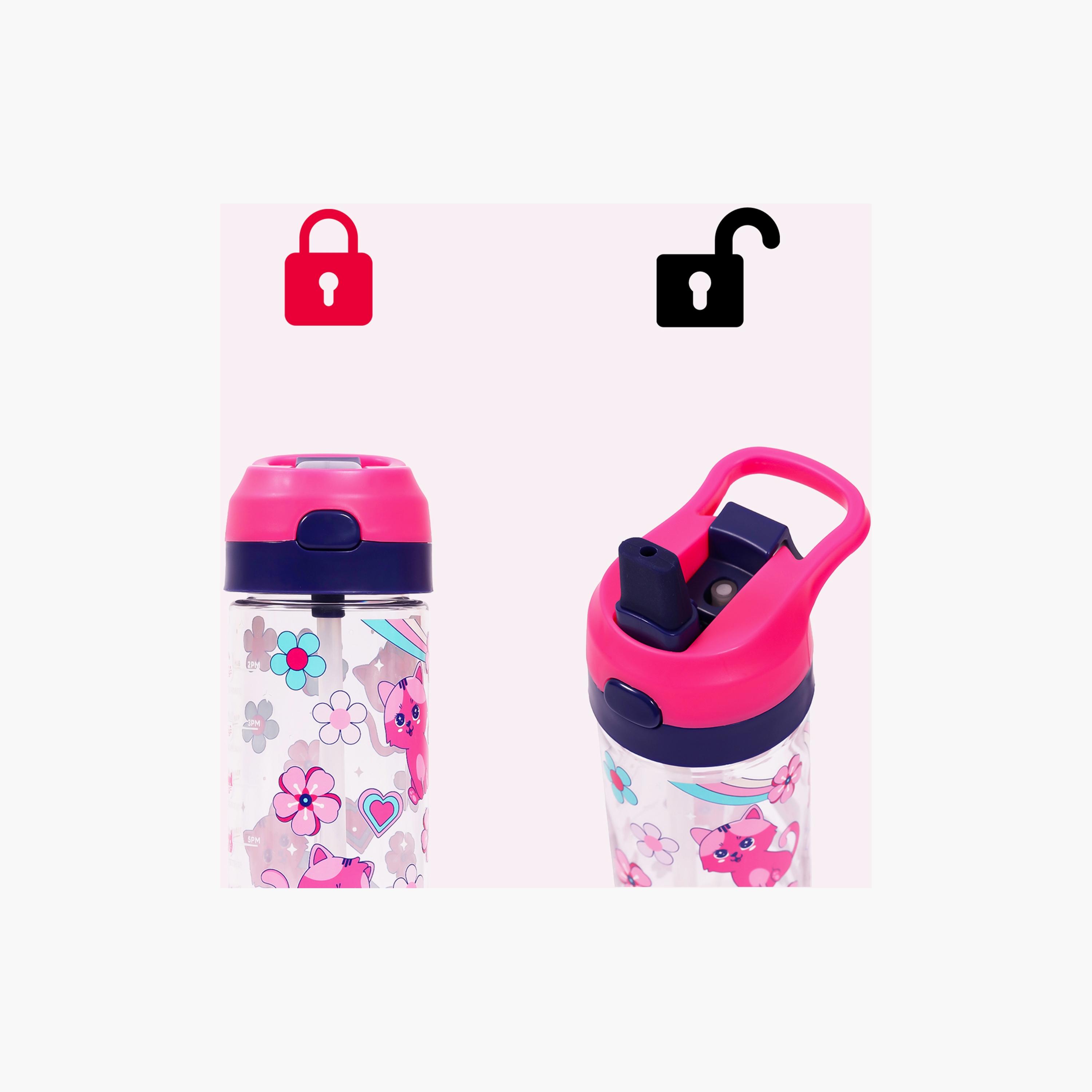 Eazy Kids Tritan Water Bottle W/ Spray, Cat - Pink, 420 ML-school-waterbottles-image-5