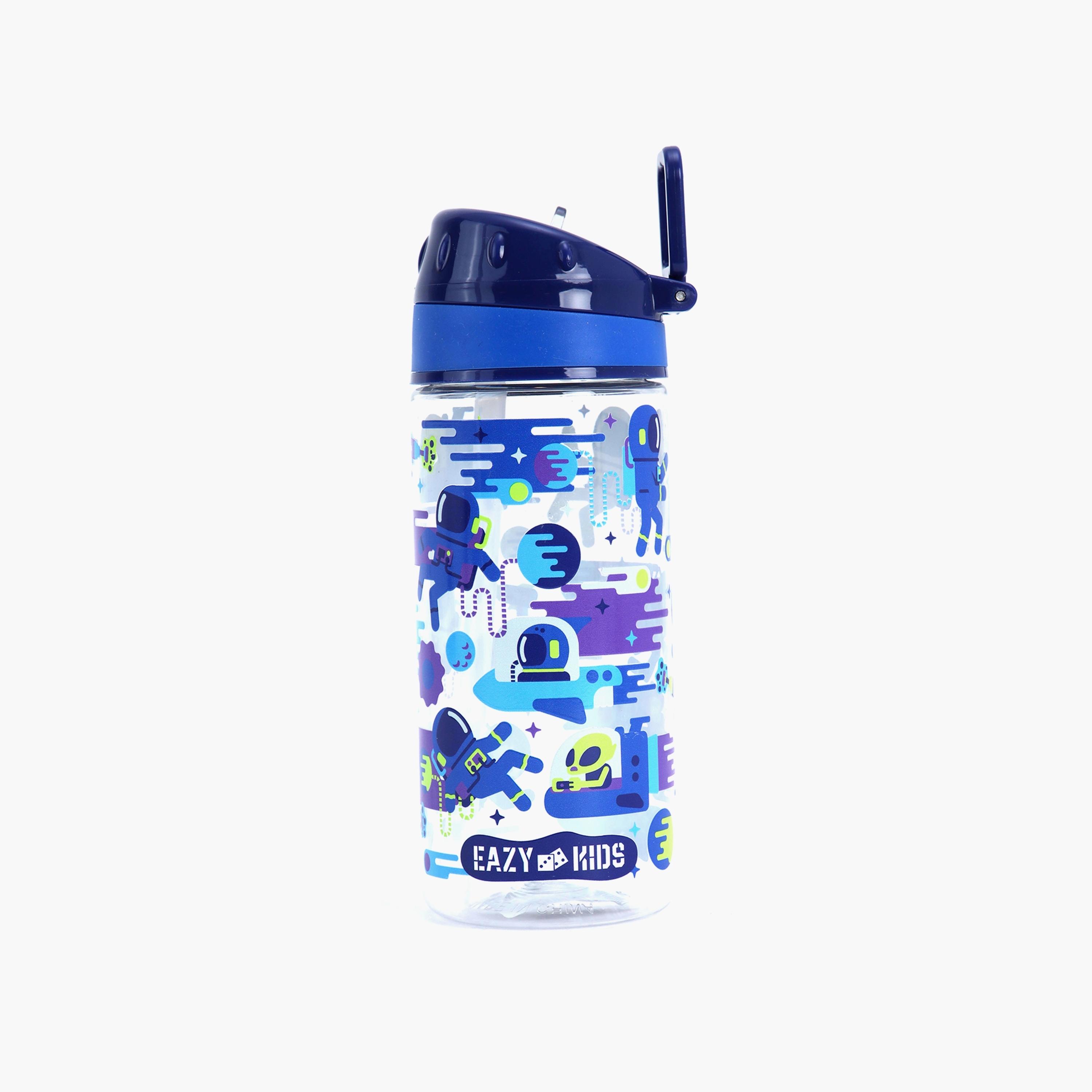 Eazy Kids Tritan Water Bottle W/ Carry Handle, Astronauts - Blue, 420 ML-school-waterbottles-image-1