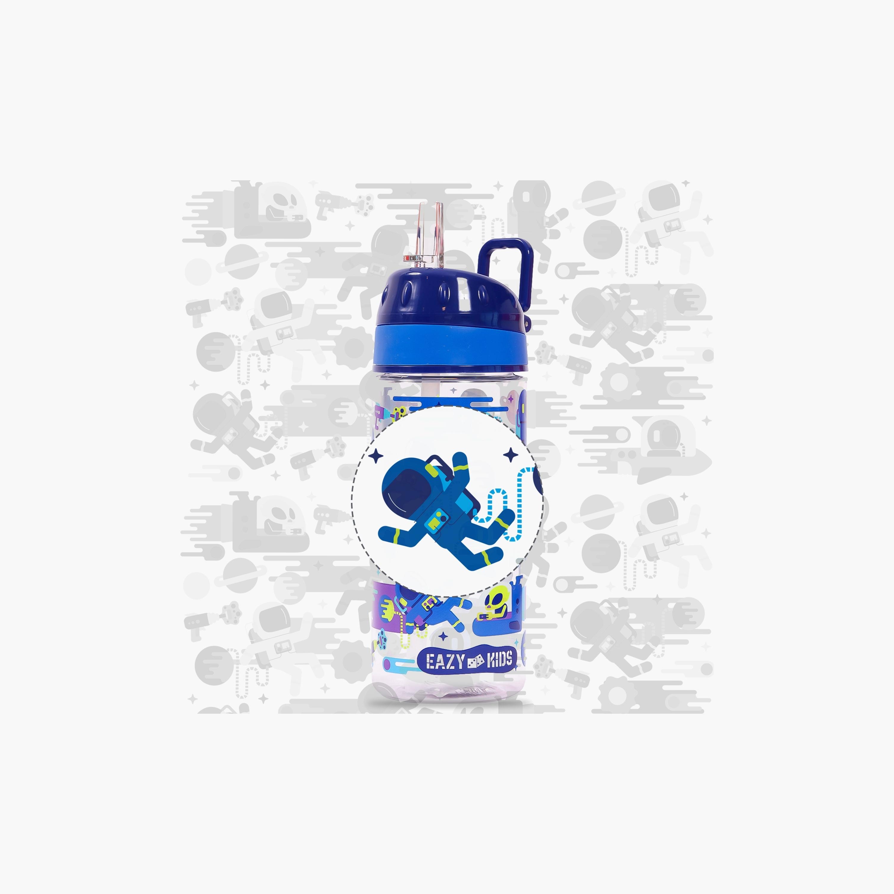 Eazy Kids Tritan Water Bottle W/ Carry Handle, Astronauts - Blue, 420 ML-school-waterbottles-image-5