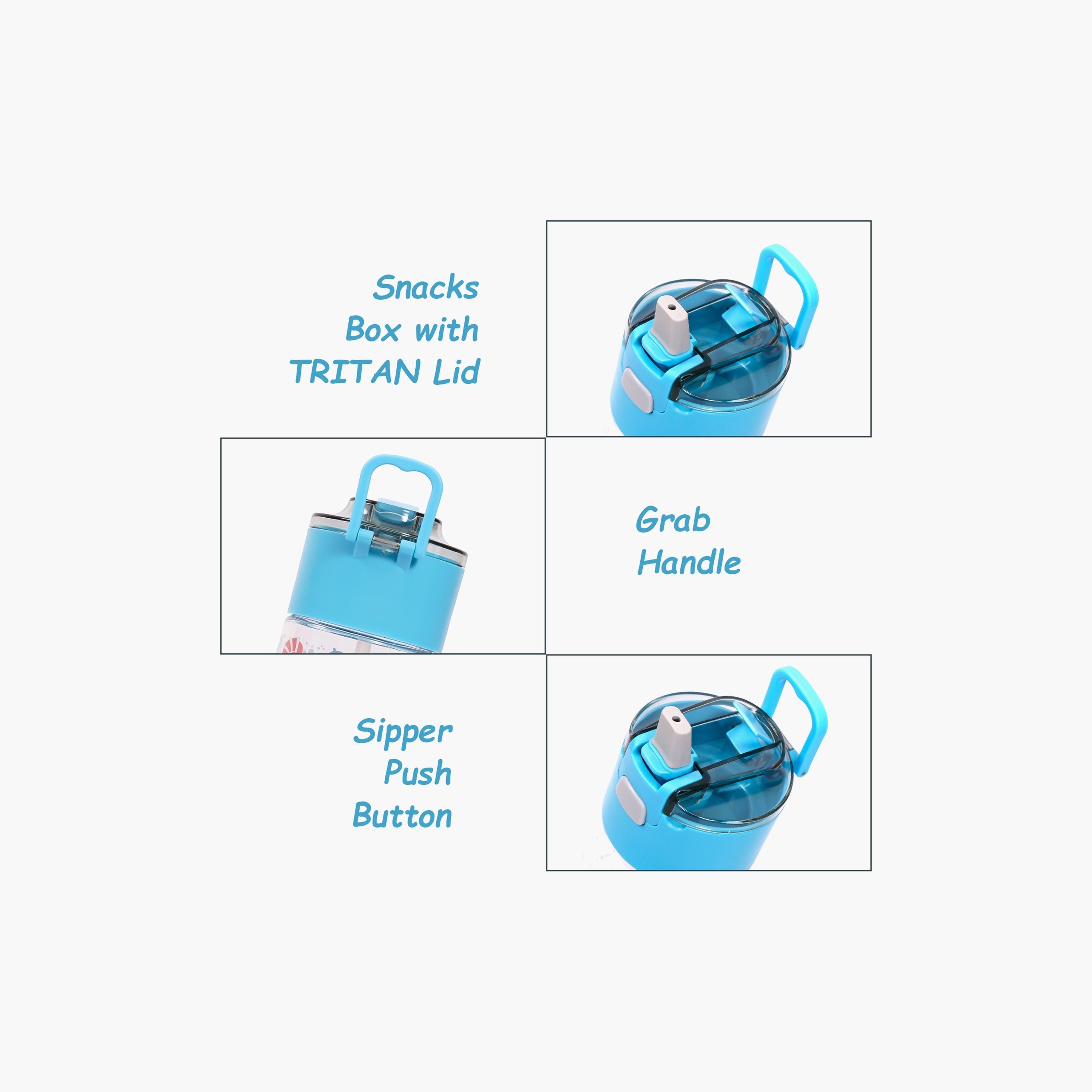 Eazy Kids Lunch Box And Tritan Water Bottle W/ Snack Box, Shark - Blue ...