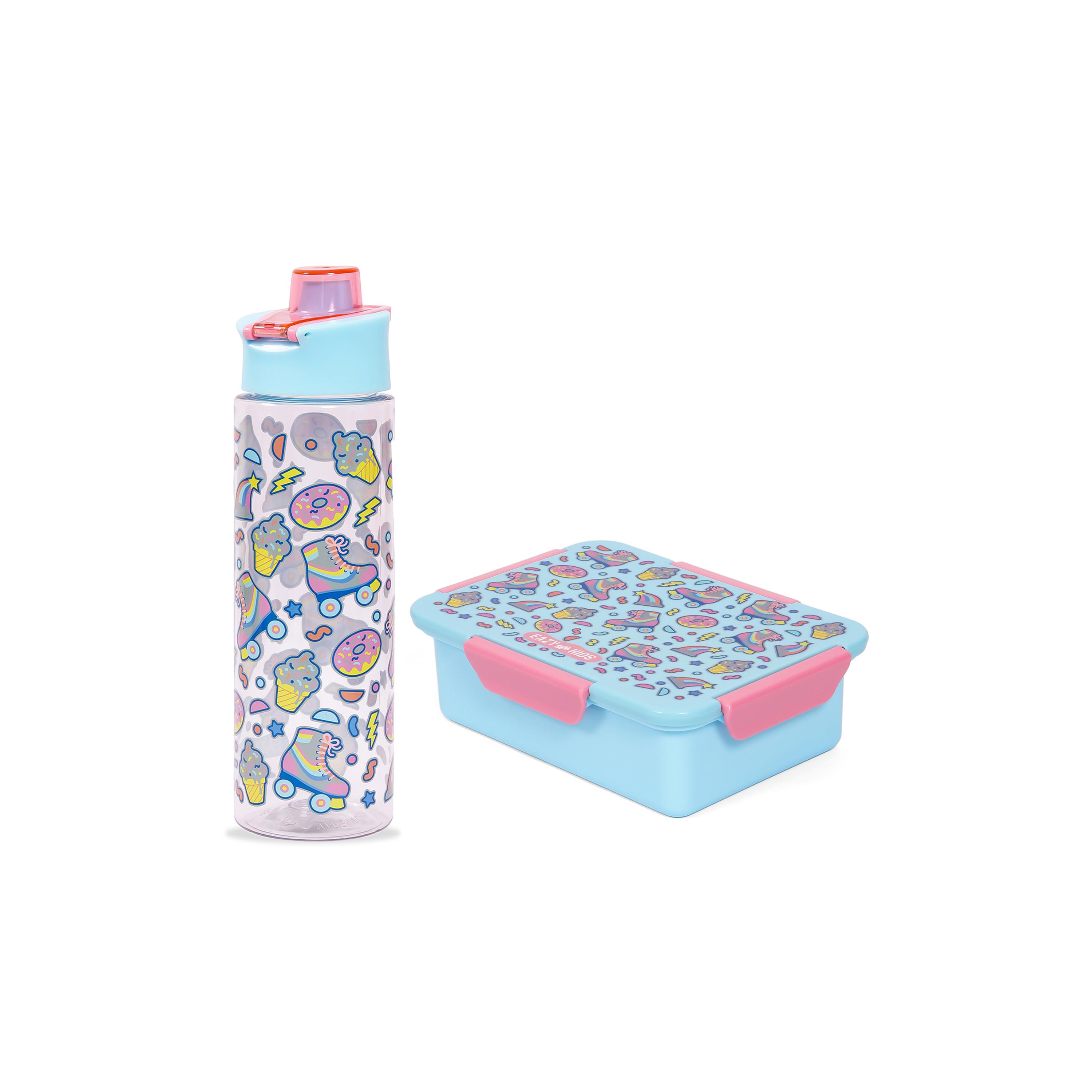 Eazy Kids Lunch Box And Tritan Water Bottle W/ Flip Lid, Gen Z Skater - Blue, 750 ML-school-lunchessentials-sets-image-1