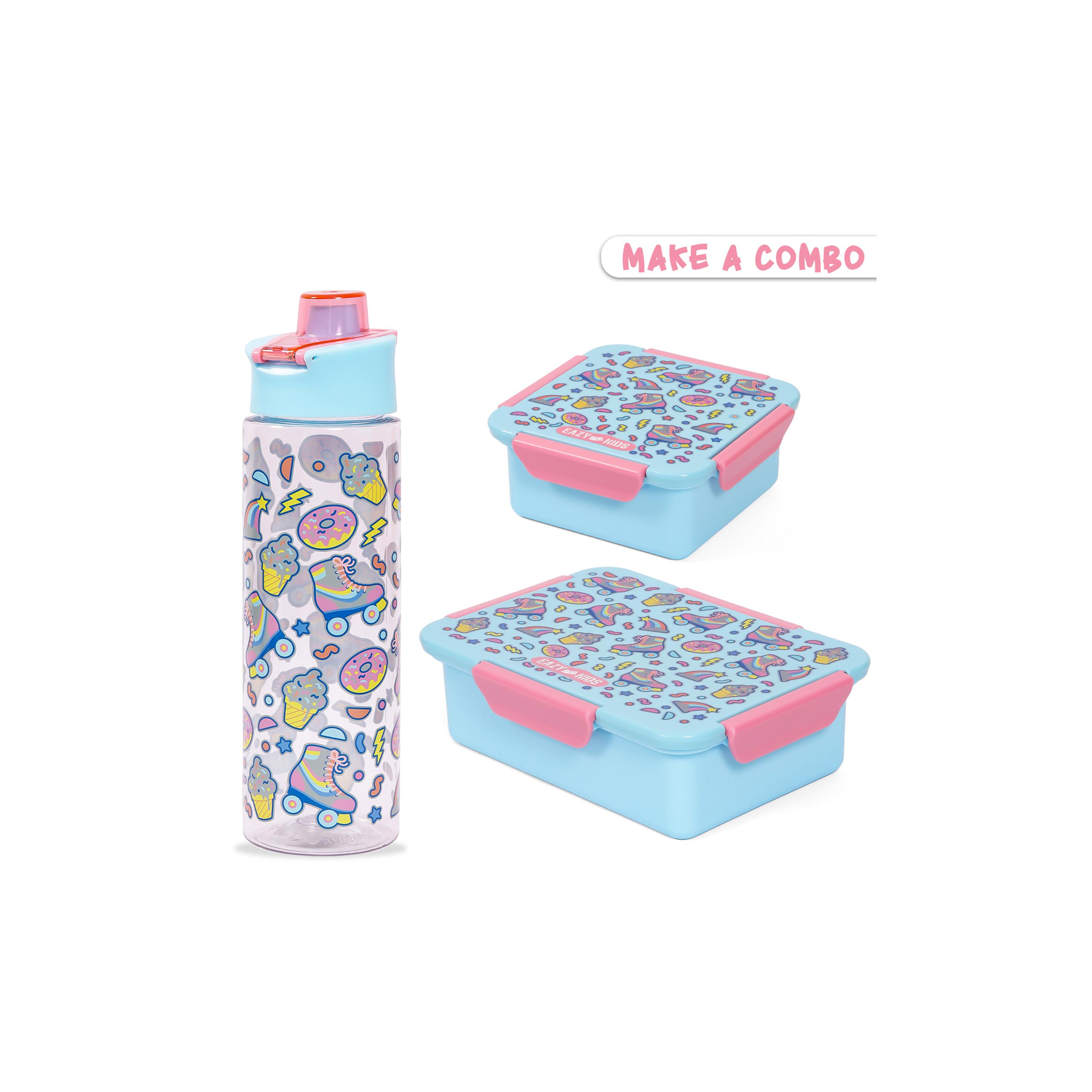 Eazy Kids Lunch Box And Tritan Water Bottle W/ Flip Lid, Gen Z Skater - Blue, 750 ML-school-lunchessentials-sets-image-14