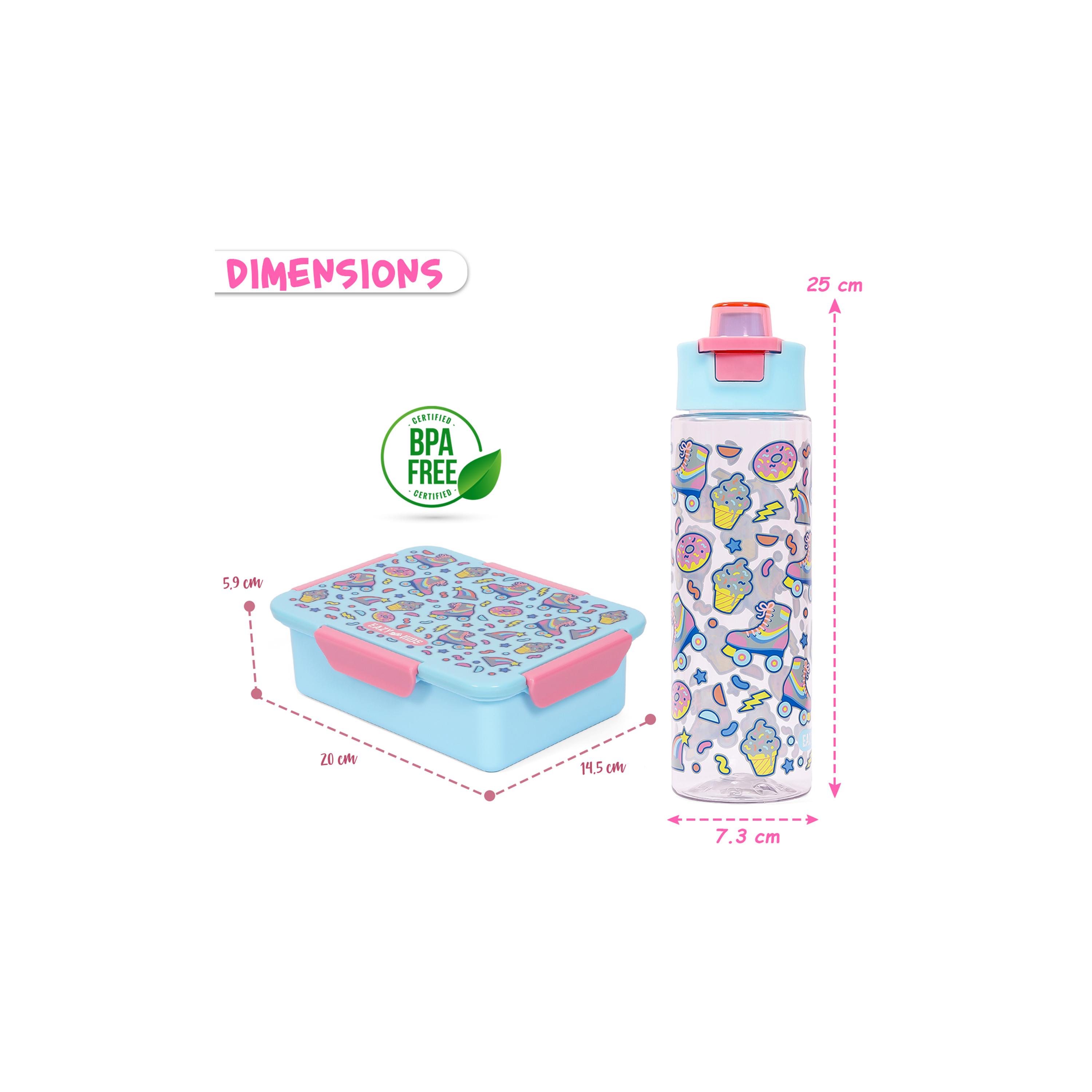 Eazy Kids Lunch Box And Tritan Water Bottle W/ Flip Lid, Gen Z Skater - Blue, 750 ML-school-lunchessentials-sets-image-15