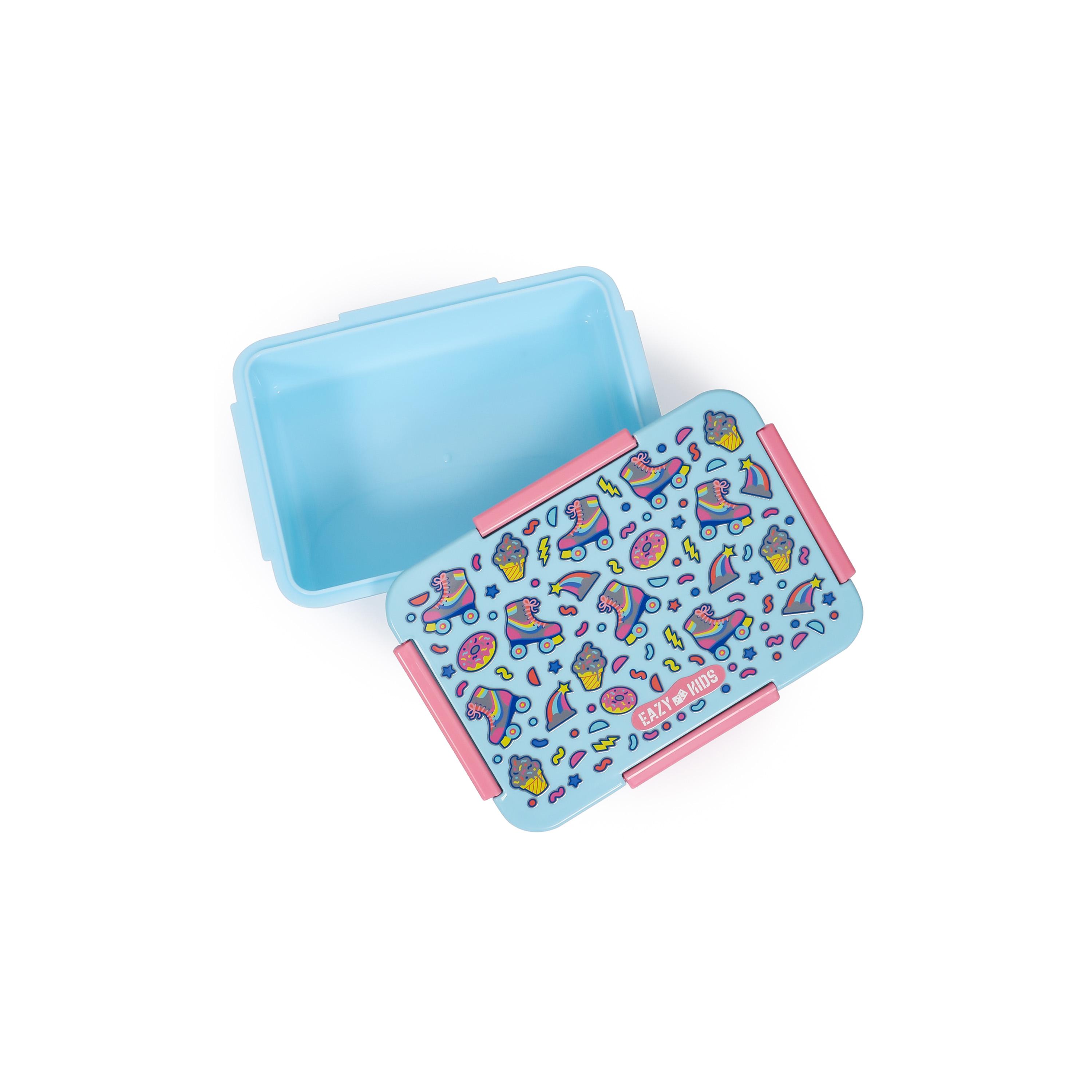 Eazy Kids Lunch Box And Tritan Water Bottle W/ Flip Lid, Gen Z Skater - Blue, 750 ML-school-lunchessentials-sets-image-19