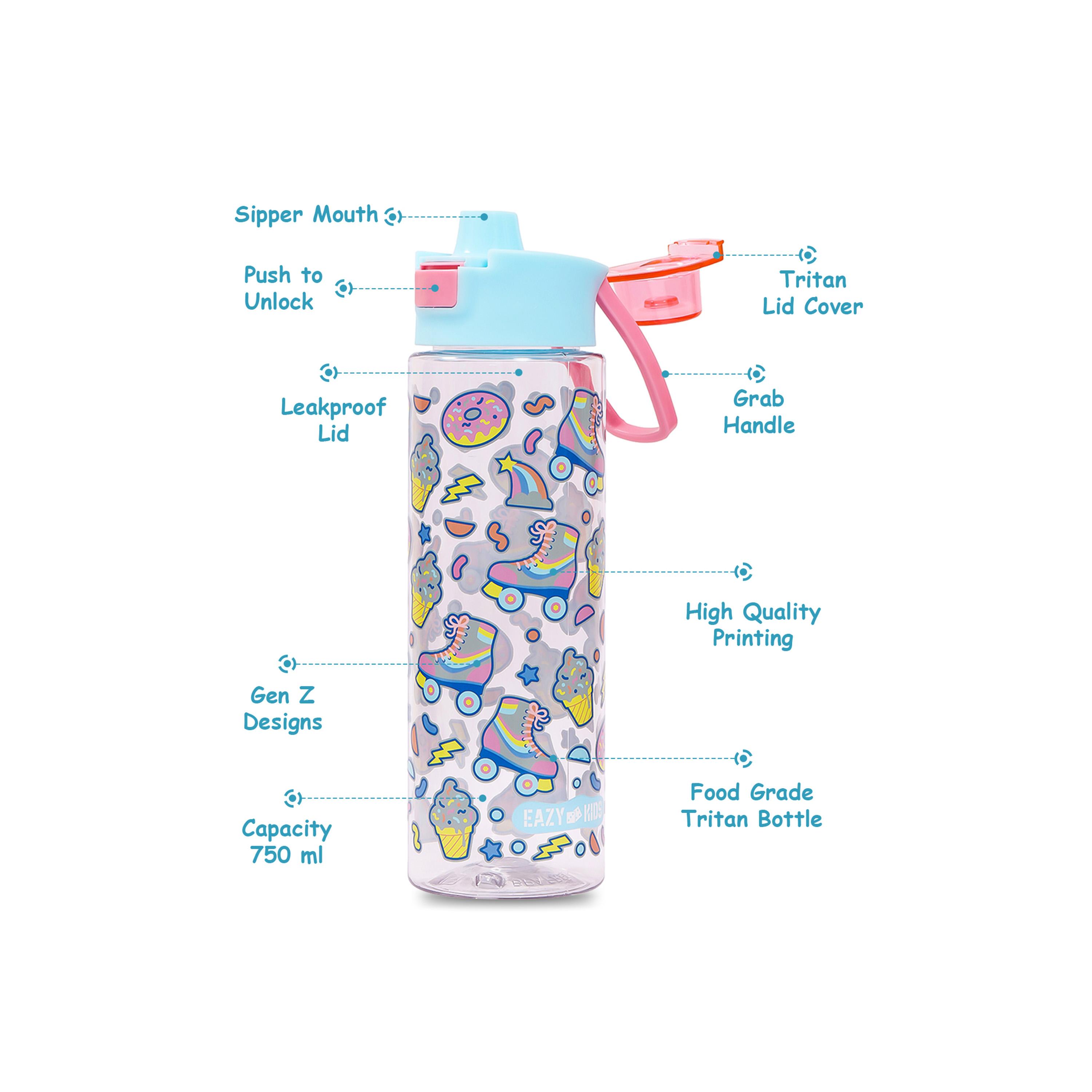 Eazy Kids Lunch Box And Tritan Water Bottle W/ Flip Lid, Gen Z Skater - Blue, 750 ML-school-lunchessentials-sets-image-6